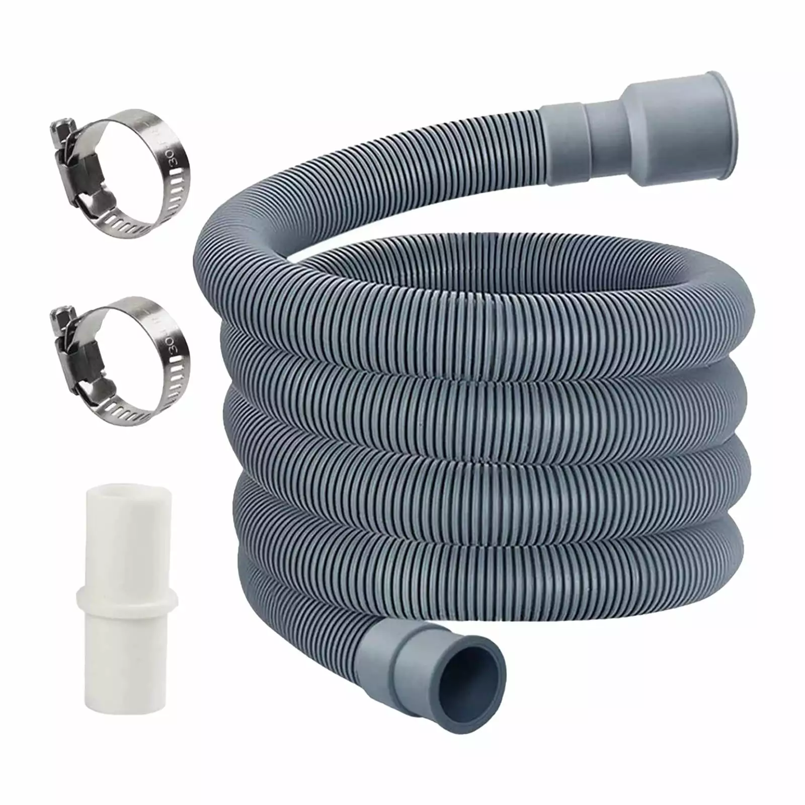 Washer Drain Hose Set 79inch Replacement Corrugated .2 Hose Clamps