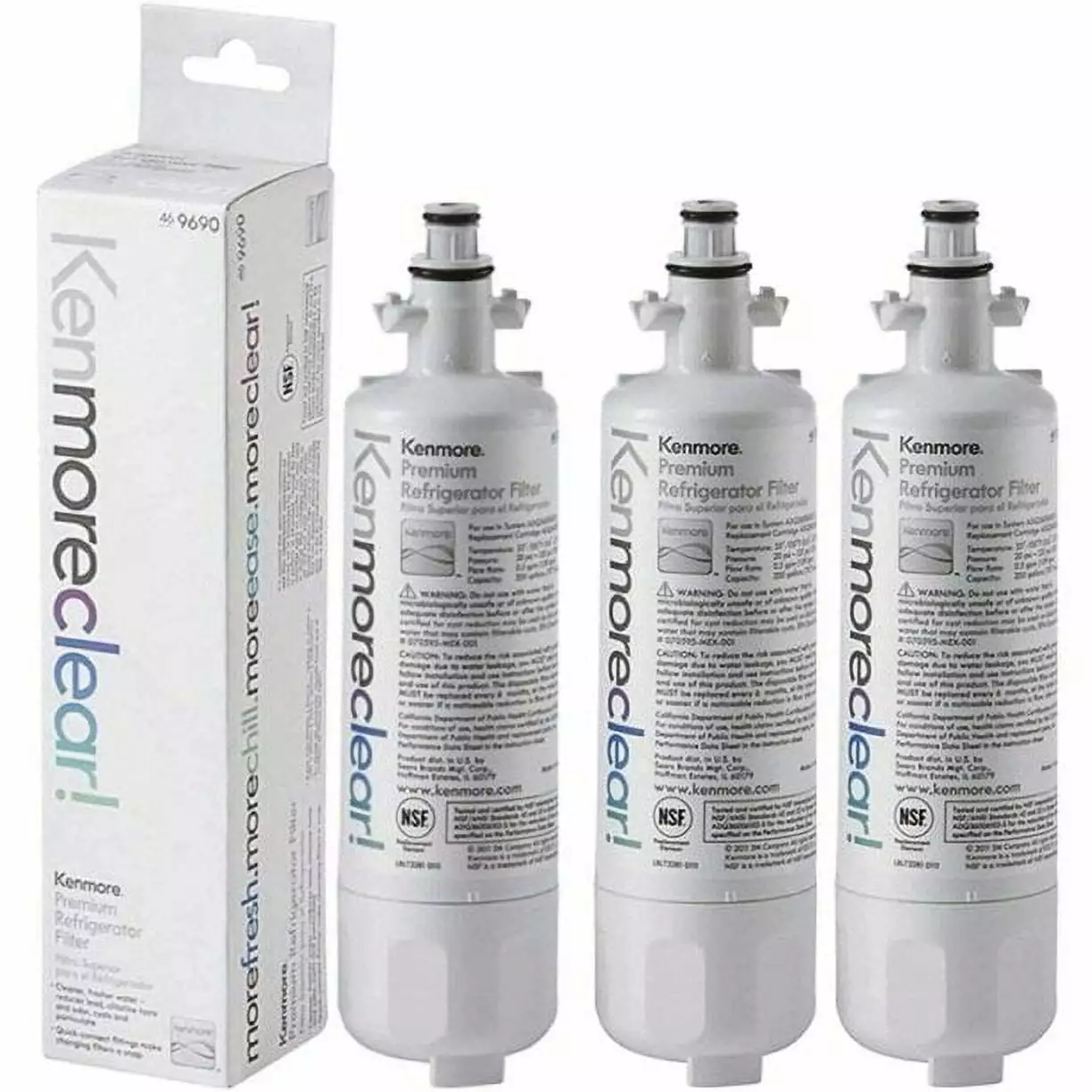 3pack Kenmore 9690. Kenmore 469690 Replacement Refrigerator Water Filter Compatible with LT700P. Clear