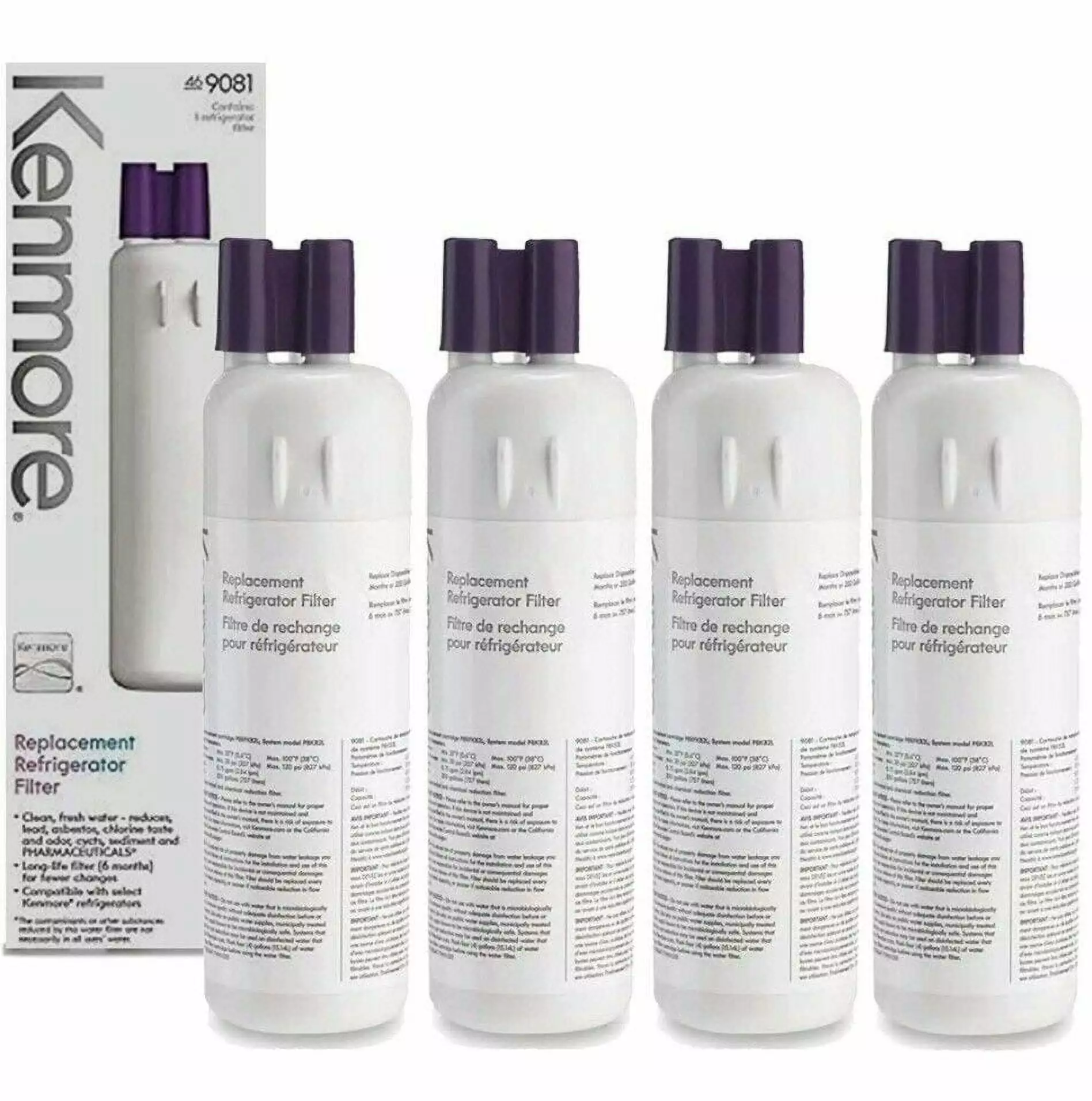 4 Pack Compatible With Kenmore 9081 9930 469930 469081 Refrigerator Water Filter USA