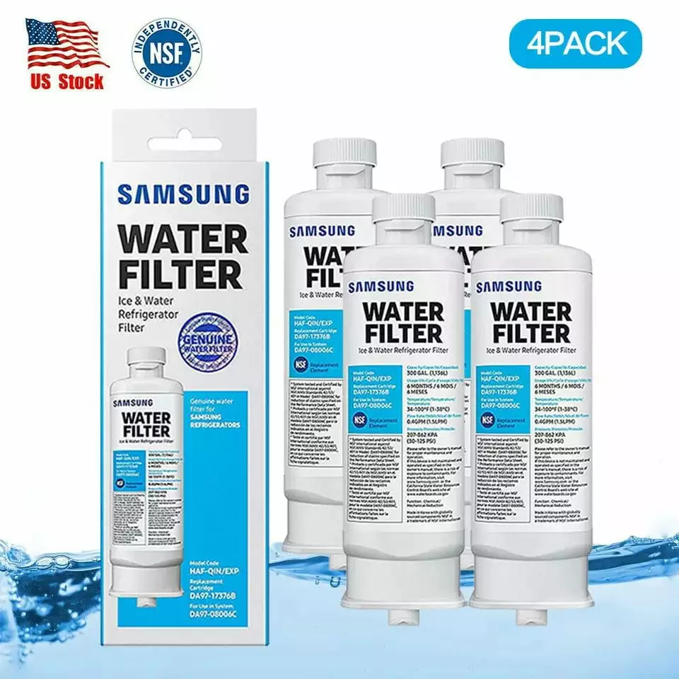 4 Pack Fit for Samsung DA97-17376B HAF-QIN/EXP Refrigerator Water Filter DA97-08006C Ice Filter