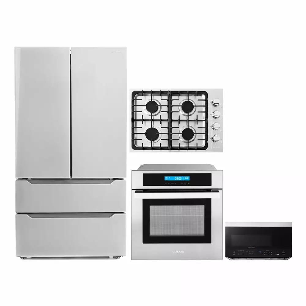 4 Piece Kitchen Package 30 Gas Cooktop 24 Single Electric Wall Oven 30 Over-The-Range Microwave & Energy Star French Door Refrigerator