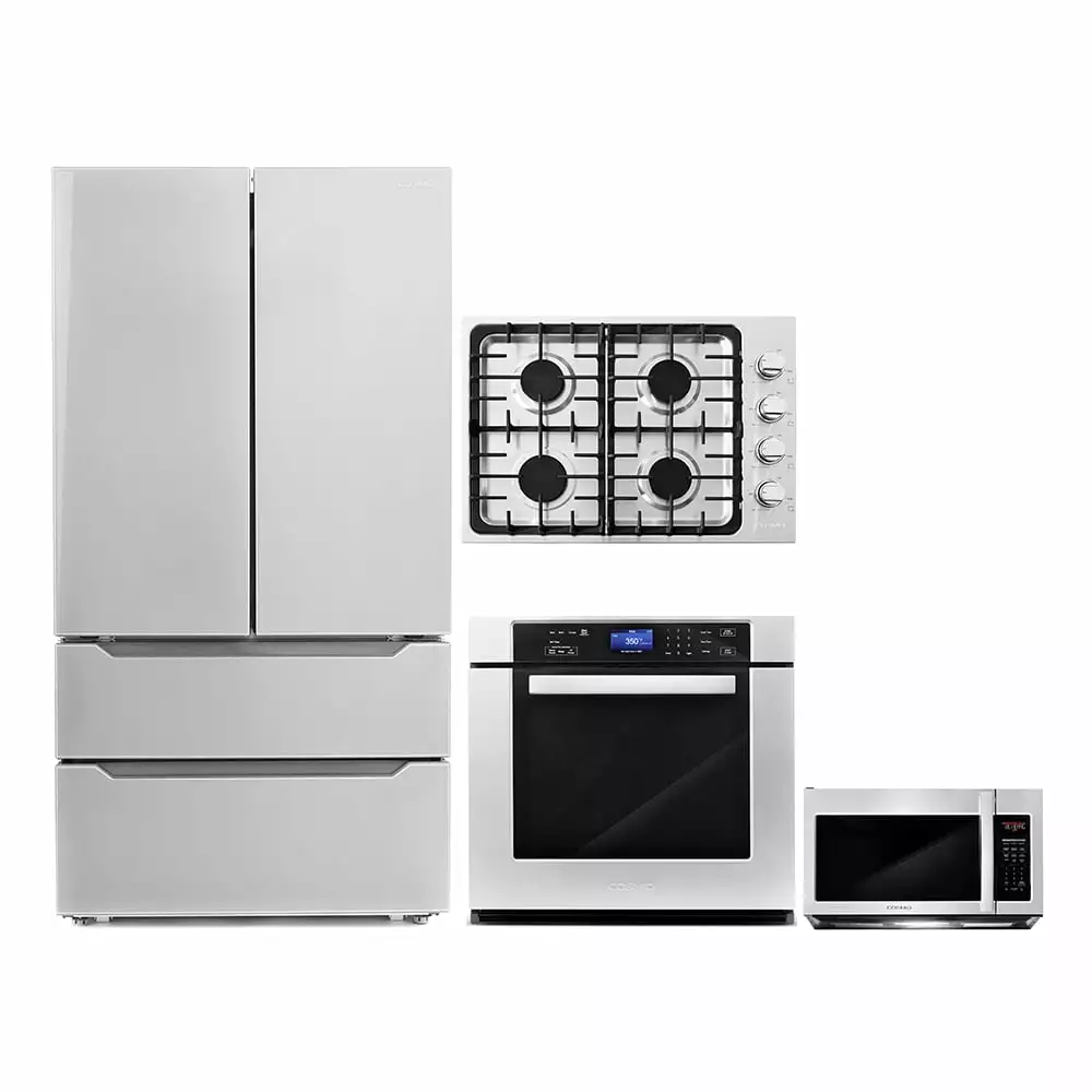 4 Piece Kitchen Package 30 Gas Cooktop 30 Single Electric Wall Oven 30 Over-The-Range Microwave & Energy Star French Door Refrigerator