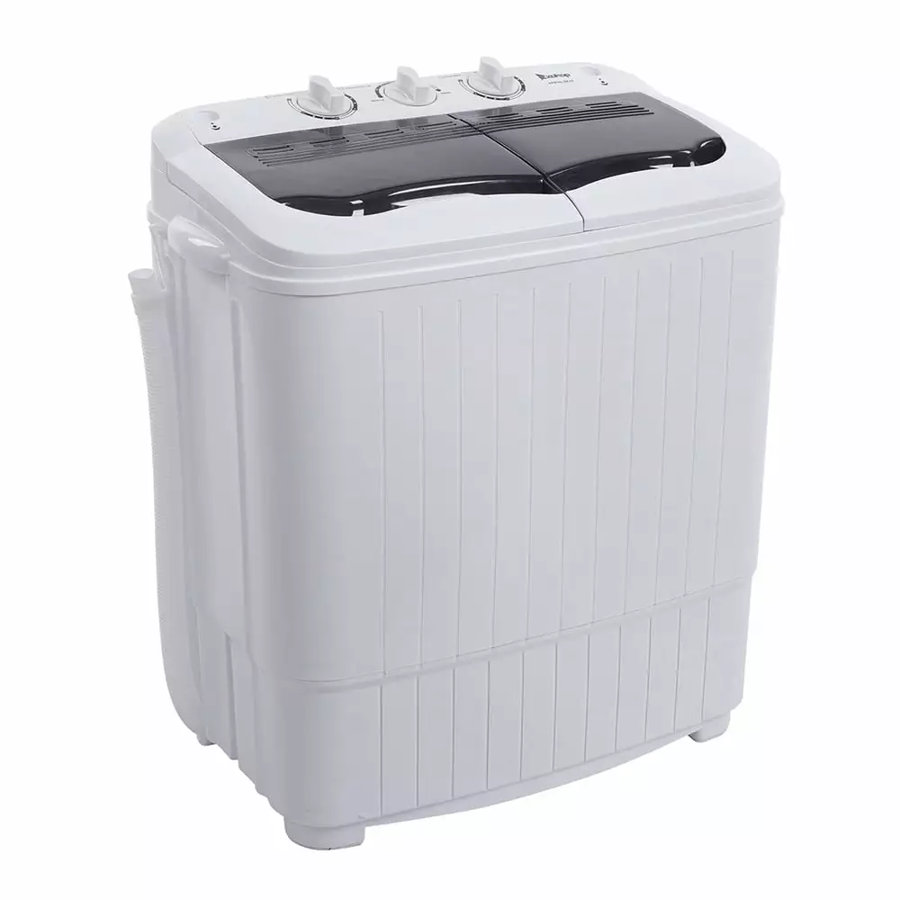 ZOKOP Portable Washing Machine. Compact Twin Tub with Built-in Drain Pump XPB35-ZK35 14.3(7.7 6.6)lbs Semi-automatic Gray Cover Washing Machine