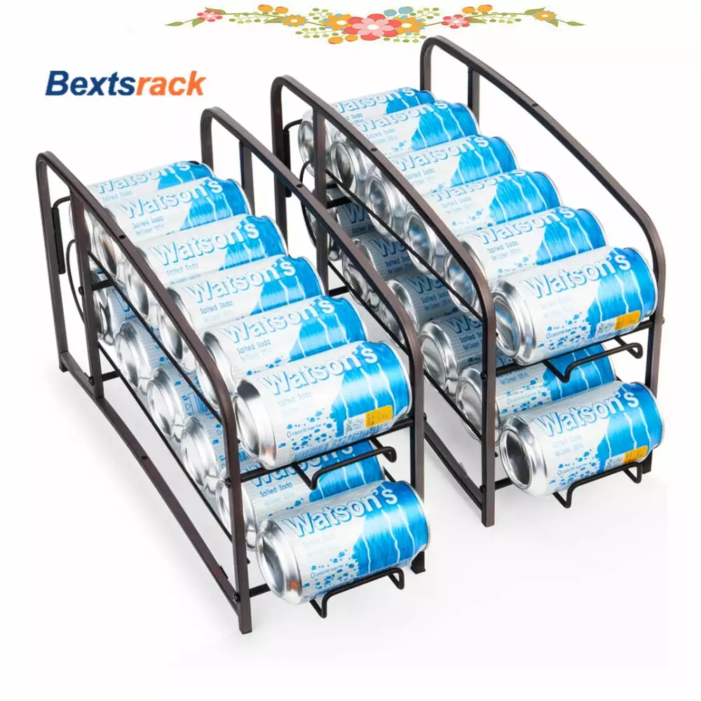 Bextsrack 2 Pieces Can Organizers Stackable Beverage Soda Can Dispenser Organizer Rack.Bronze