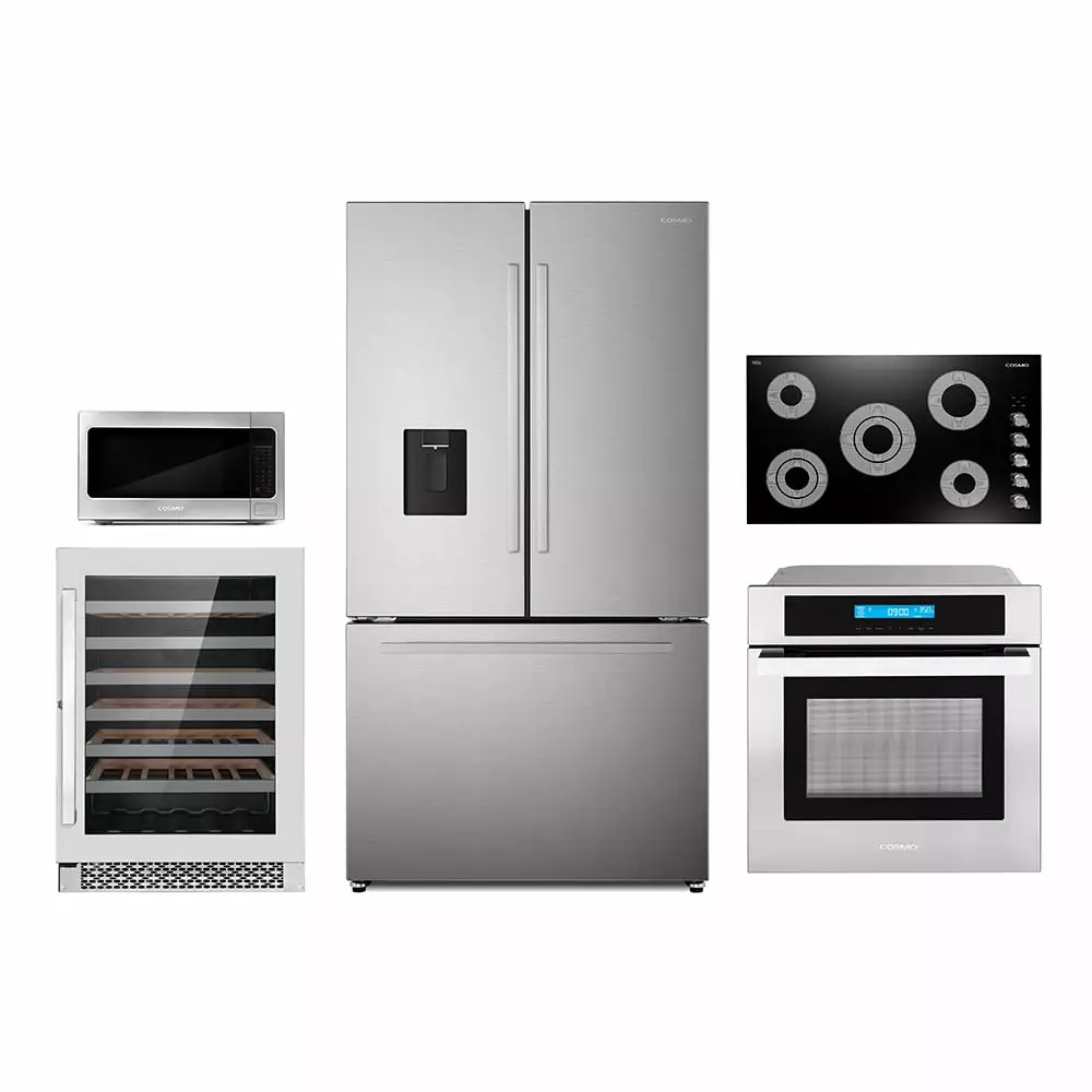 5 Piece Kitchen Package With 36 Electric Cooktop 24 Single Electric Wall Oven 24.4 Built-in Microwave French Door Refrigerator & 24 Built-in Fully Integrated Dishwasher