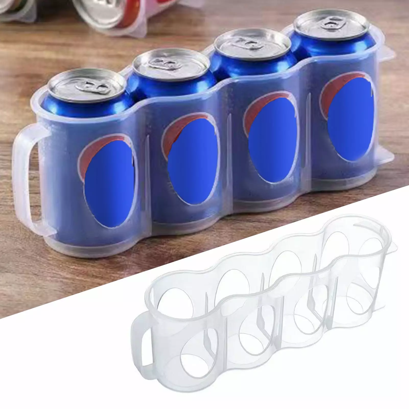 D-GROEE Portable Soda Can Organizer for Refrigerator Shelf. Beer Can Holder. Fridge Storage Sliding Rack. Clear Plastic