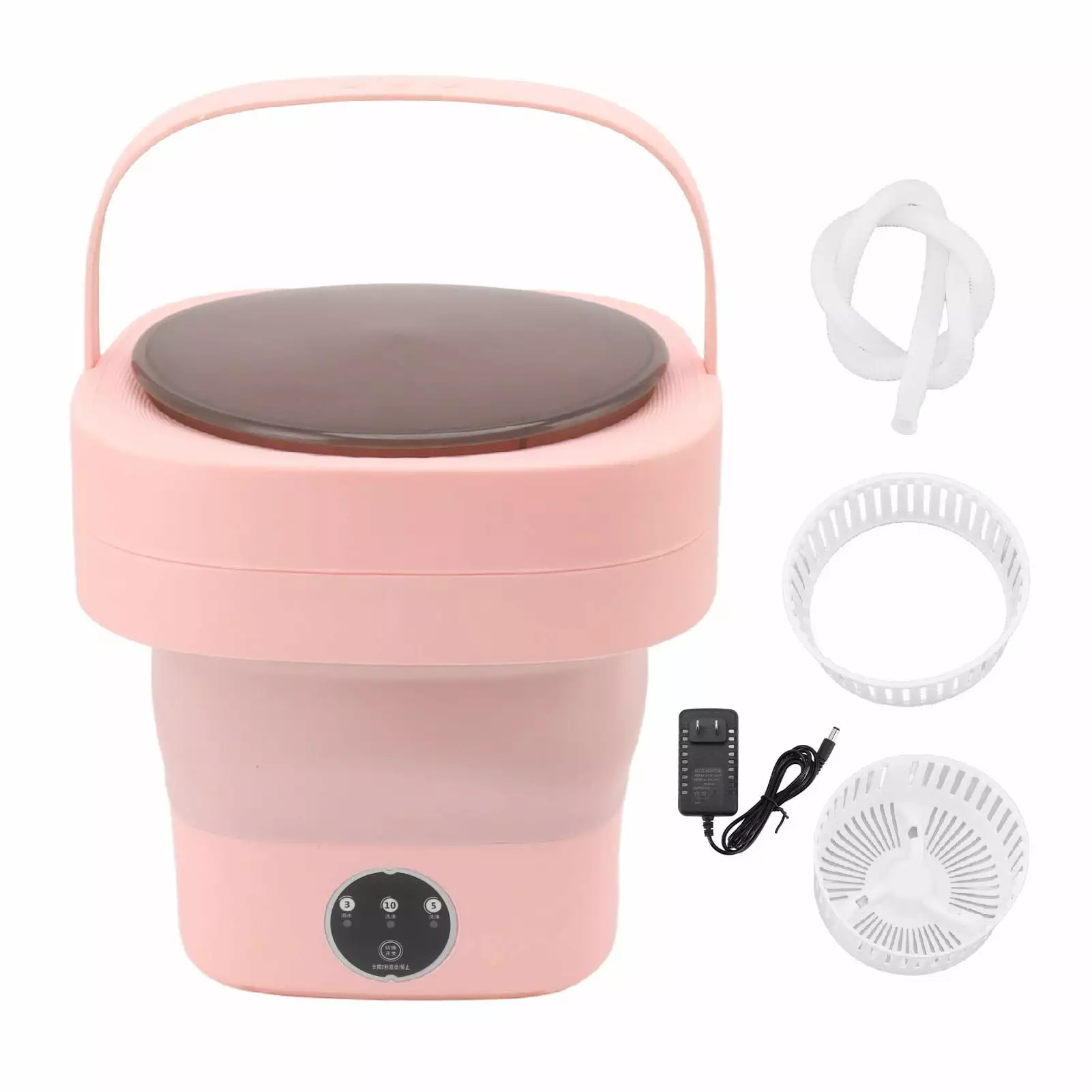 6.5L Washing Machine Simulated Hand Washing Foldable Washer Portable Folding Washer for Underwear Socks US Plug 100?240V Pink