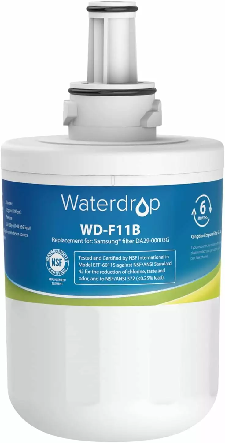 (6 Pack) Waterdrop DA29-00003G Refrigerator Water Filter. Replacement for Samsung DA29-00003G. DA29-00003B. DA29-00003A. Aqua-Pure Plus. HAFCU1. RFG237AARS. FMS-1. RS22HDHPNSR. RSG257AARS. WSS-1