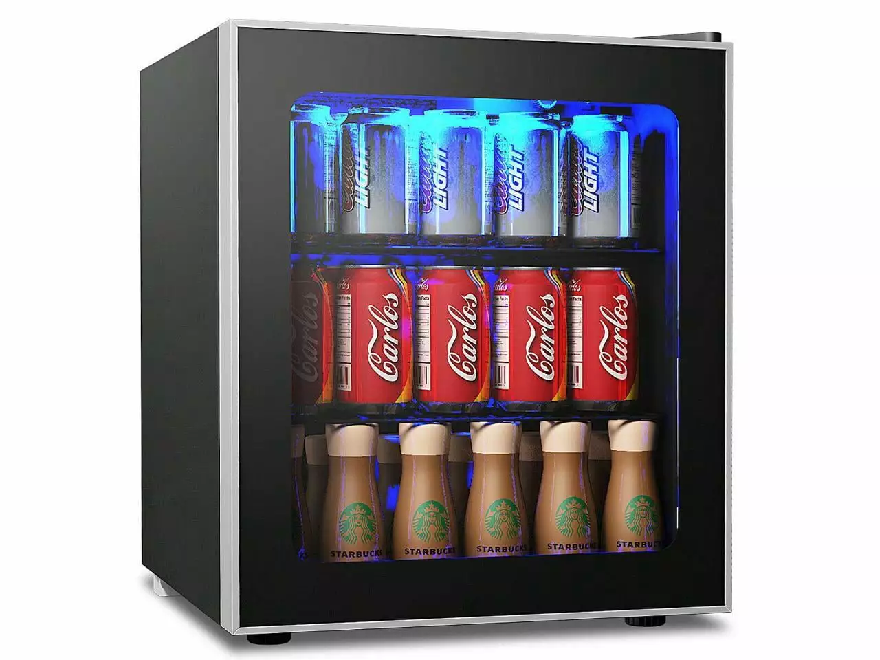 60 Can Beverage Refrigerator Beer Wine Soda Drink Cooler Mini Fridge Glass Door