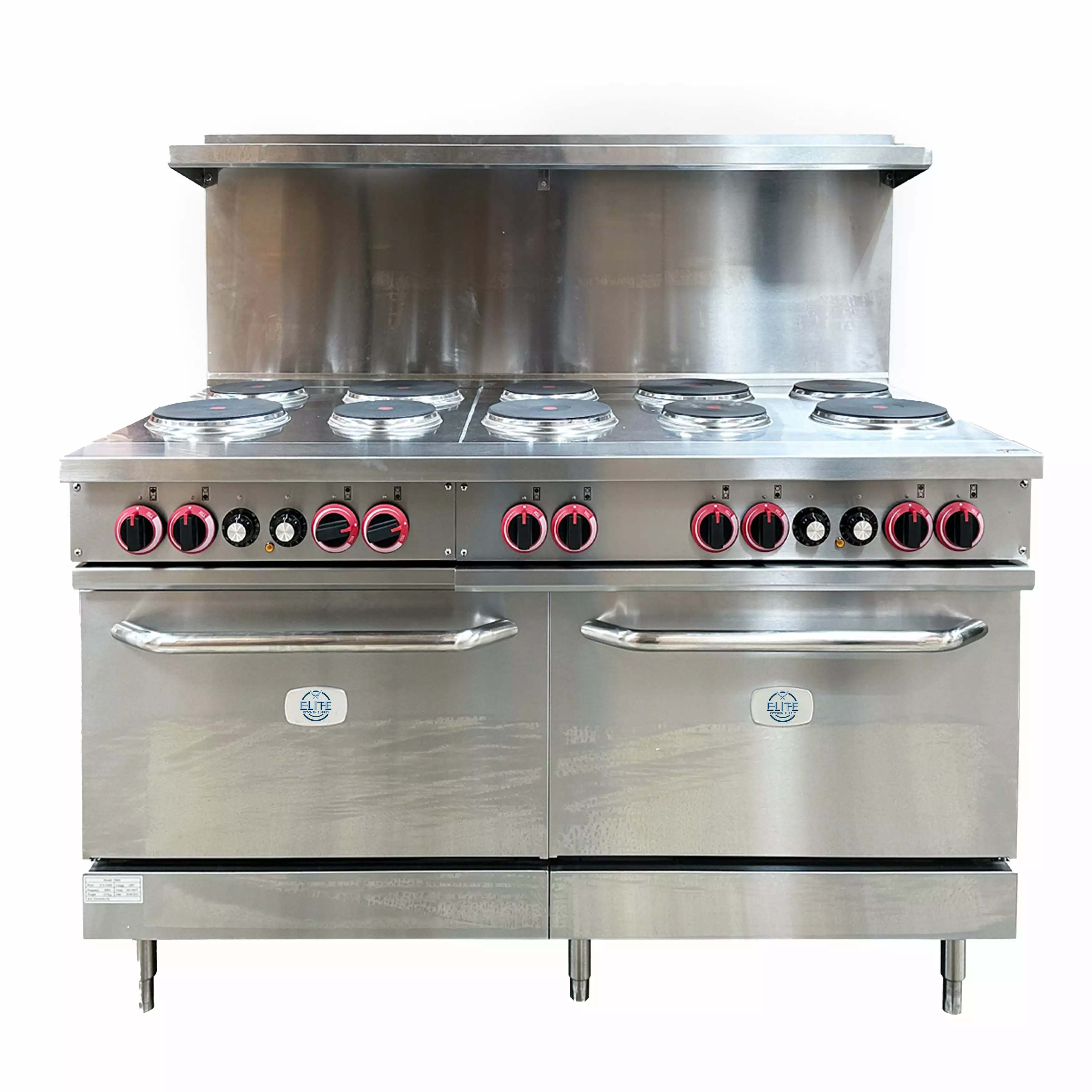 60 in. 10 Sealed Element Electric Range with Oven. 31.8kw Commercial Range Oven 208v 3ph. NSF Certified