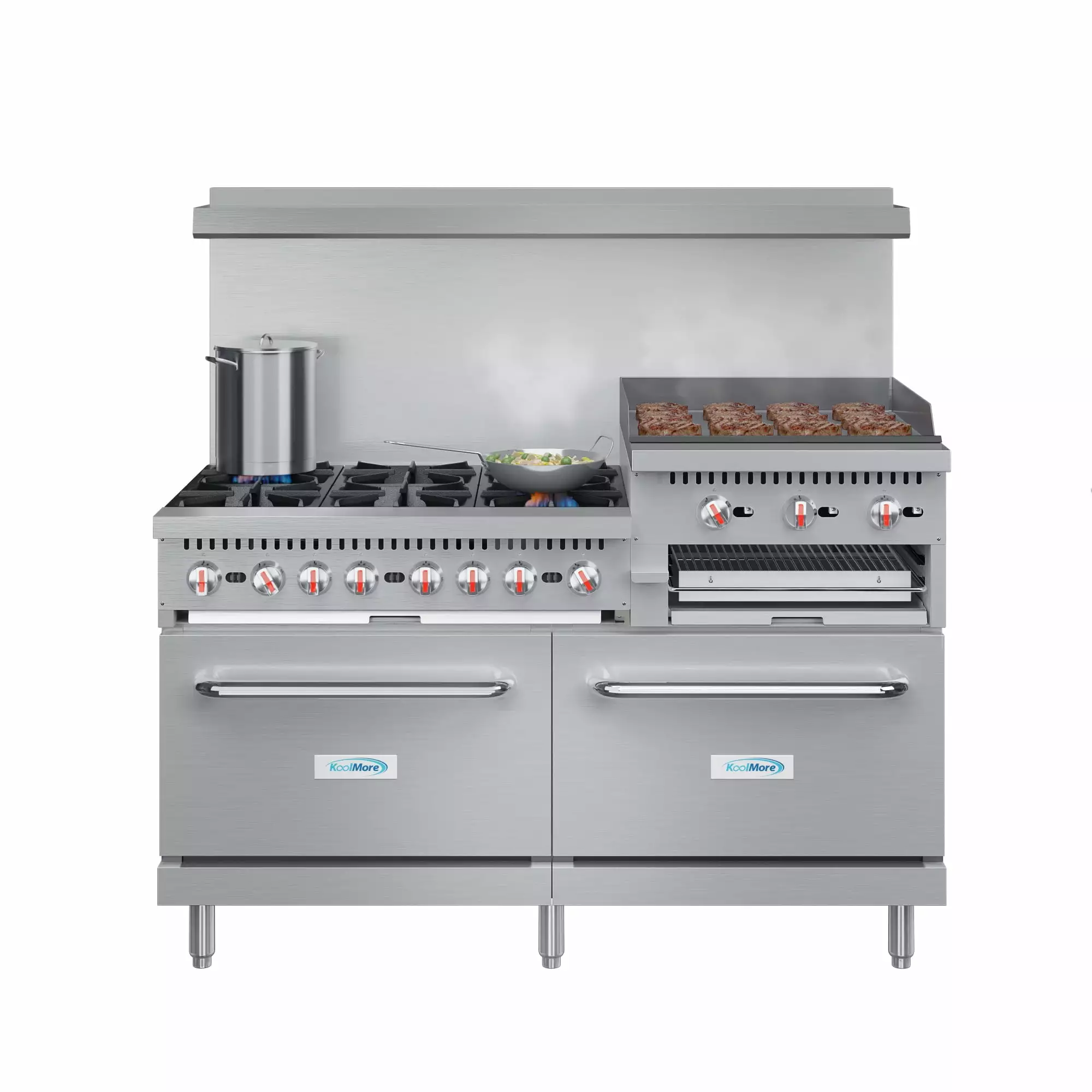 60 in. 6 Burner Commercial Natural Gas Range with 24 in. Griddle and Broiler (KM-CRGB60-NG)