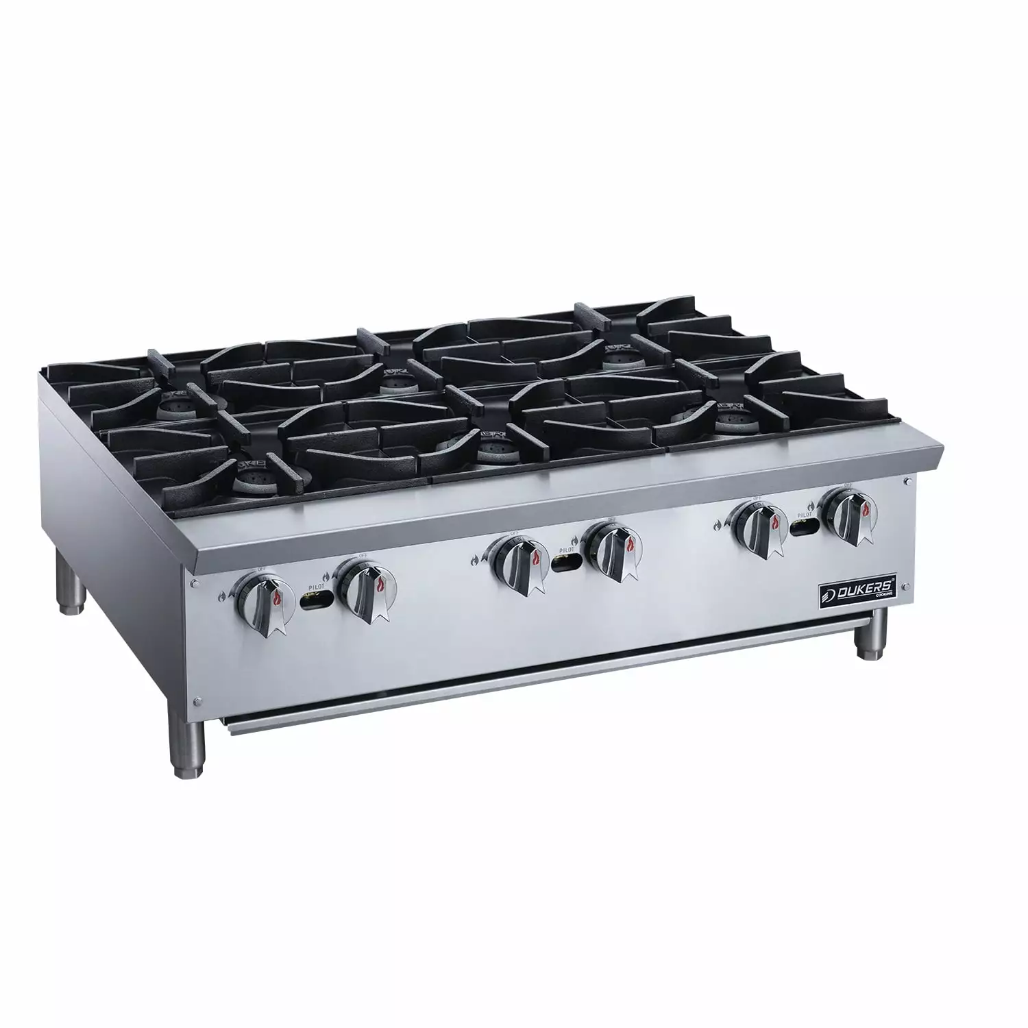 Commercial Gas Hotplate Cooktop in Stainless Steel with Six Lift-Off Burner Hot Plate