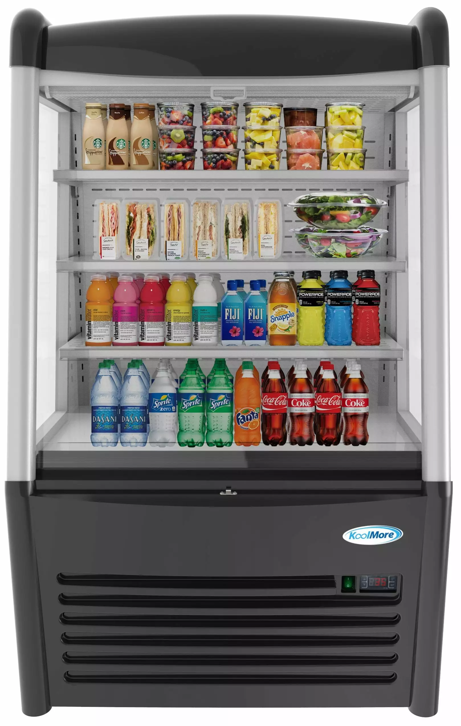 KoolMore 36 in. Open Air Merchandiser Grab and Go Refrigerator with LED Lighting and Night Curtain - 11.3 Cu. ft.