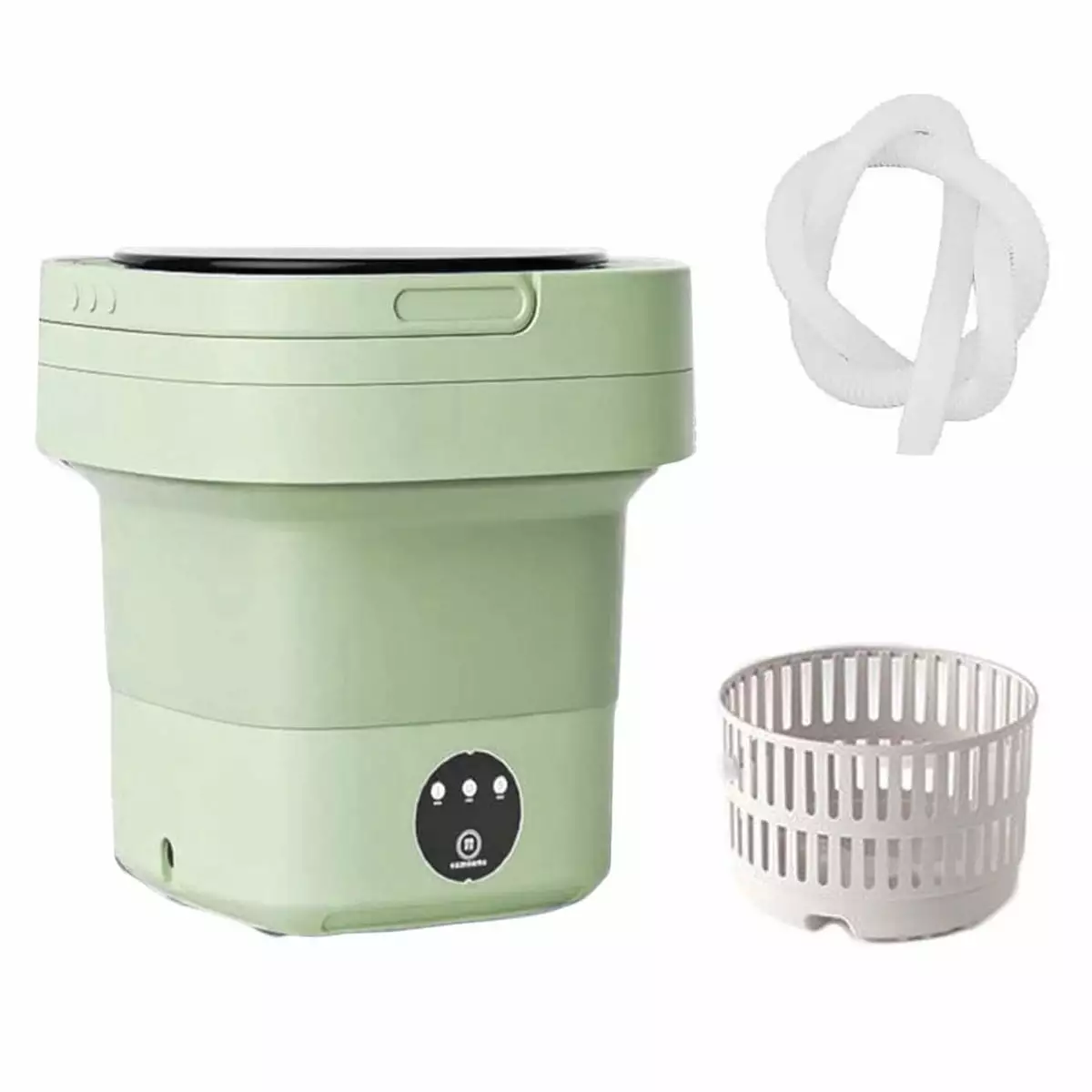 Portable Washing Machine. Foldable Mini Washer with Drain Basket. 3 Modes Deep Cleaning - 6.5L High Capacity for Lingerie. Personal. Baby. Delicates Cleaning(Green)