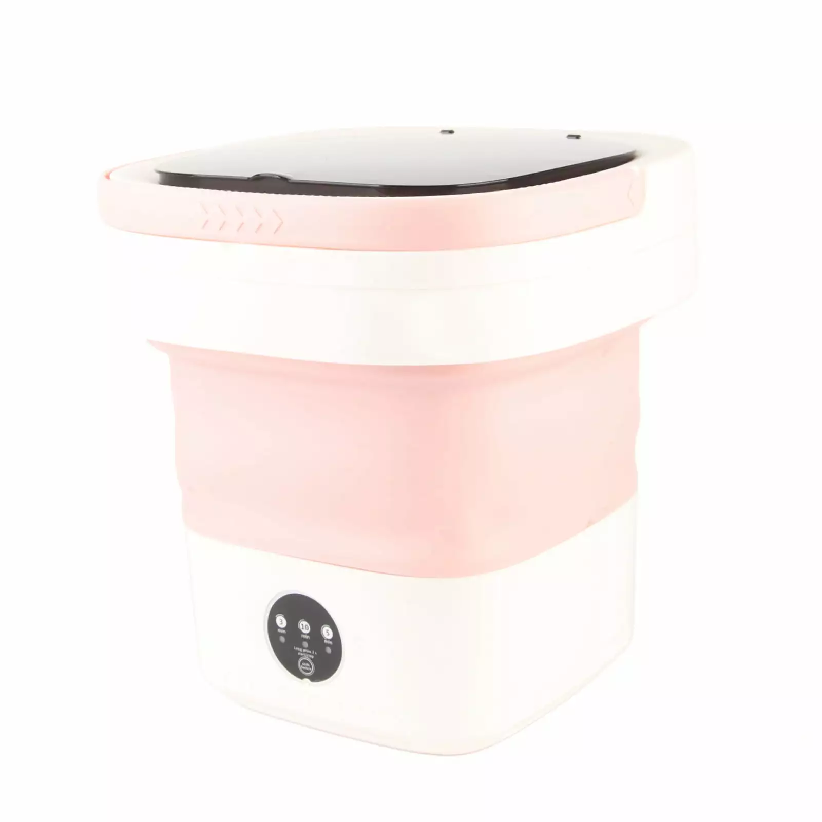 7.5L Mini Portable Bucket Washer Foldable Washing Machine with Soft Spin Dry and Drainage Pipe 100?240V Pink EU Plug