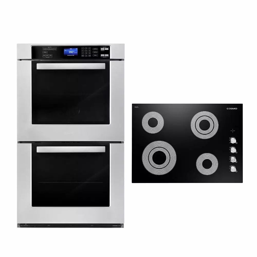 Cosmo 2 Piece Kitchen Appliance Packages with 30 Electric Cooktop & 30 Double Electric Wall Oven Kitchen Appliance Bundles