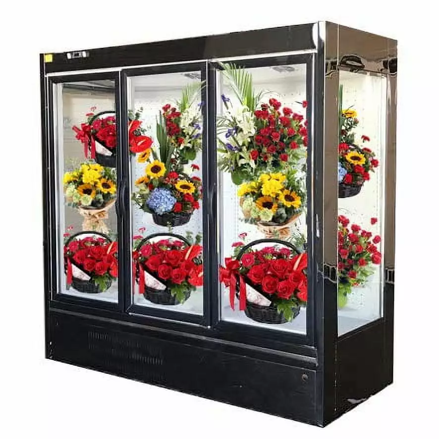 78 Commercial 3-Door Floral Display Cooler Flower Refrigerator