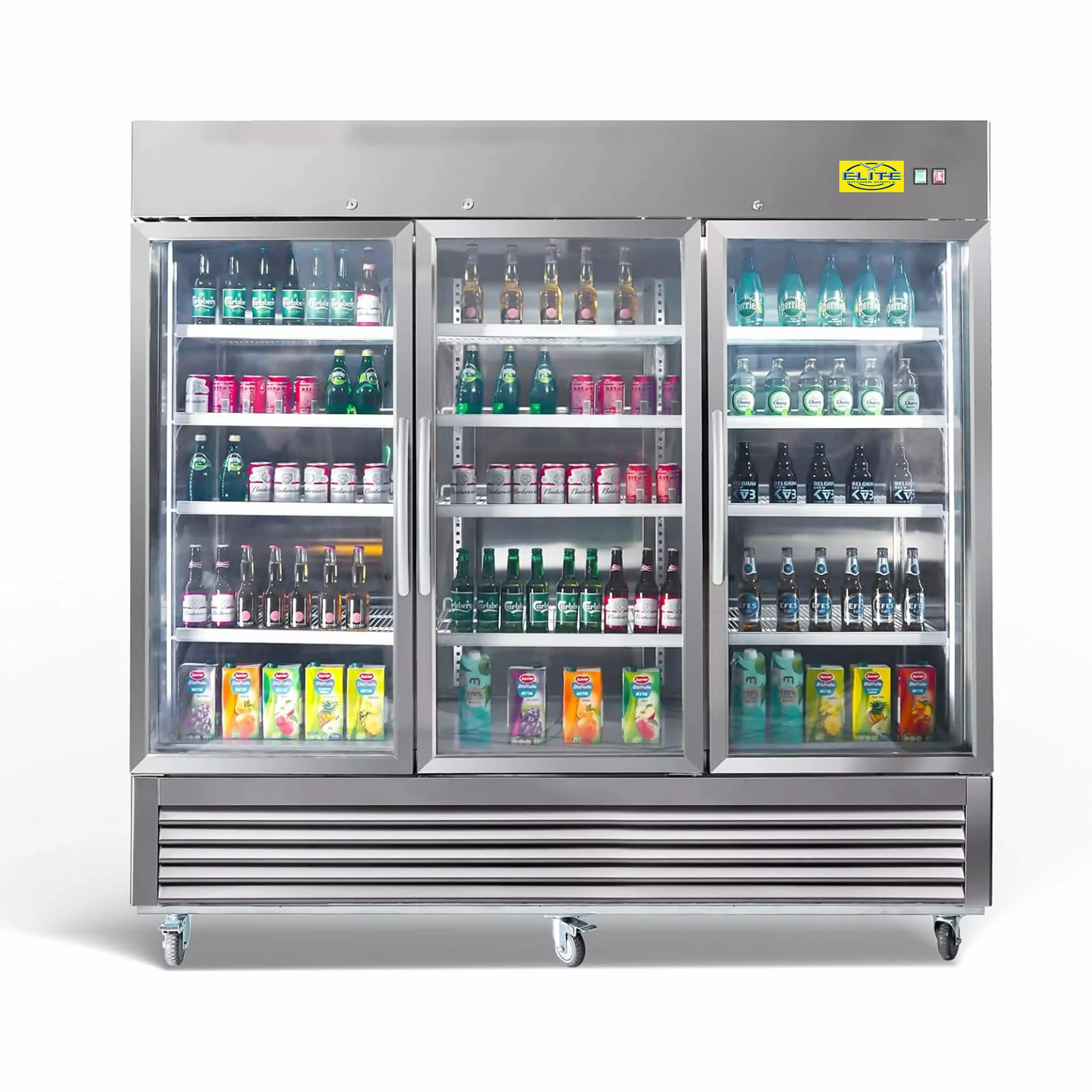 81 in. Three Glass Door Upright Reach-In Stainless Steel Commercial Refrigerator. 72 Cu. ft.