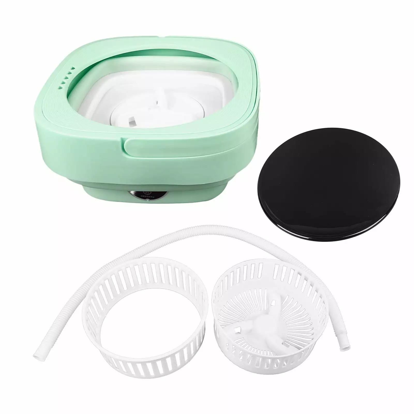 8L Mini Foldable Washing Machine Portable Small Laundry Machine for Home Dormitory Travel US Plug 110?220V M Size. Green