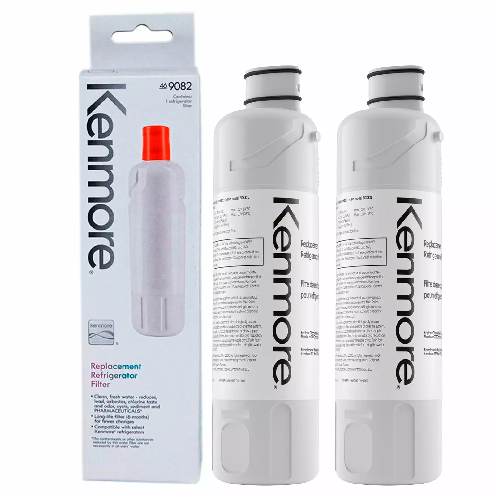 Fridge Water Filter Replacement for Kenmore 9082 .Compatible with AP5983562 .W10413645A Refrigerator Water Filter(2-Pack)