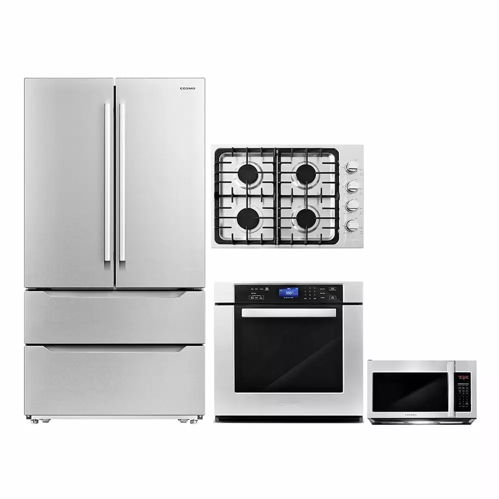 4 Piece Kitchen Package 30 Gas Cooktop 30 Single Electric Wall Oven 30 Over-The-Range Microwave & Energy Star French Door Refrigerator