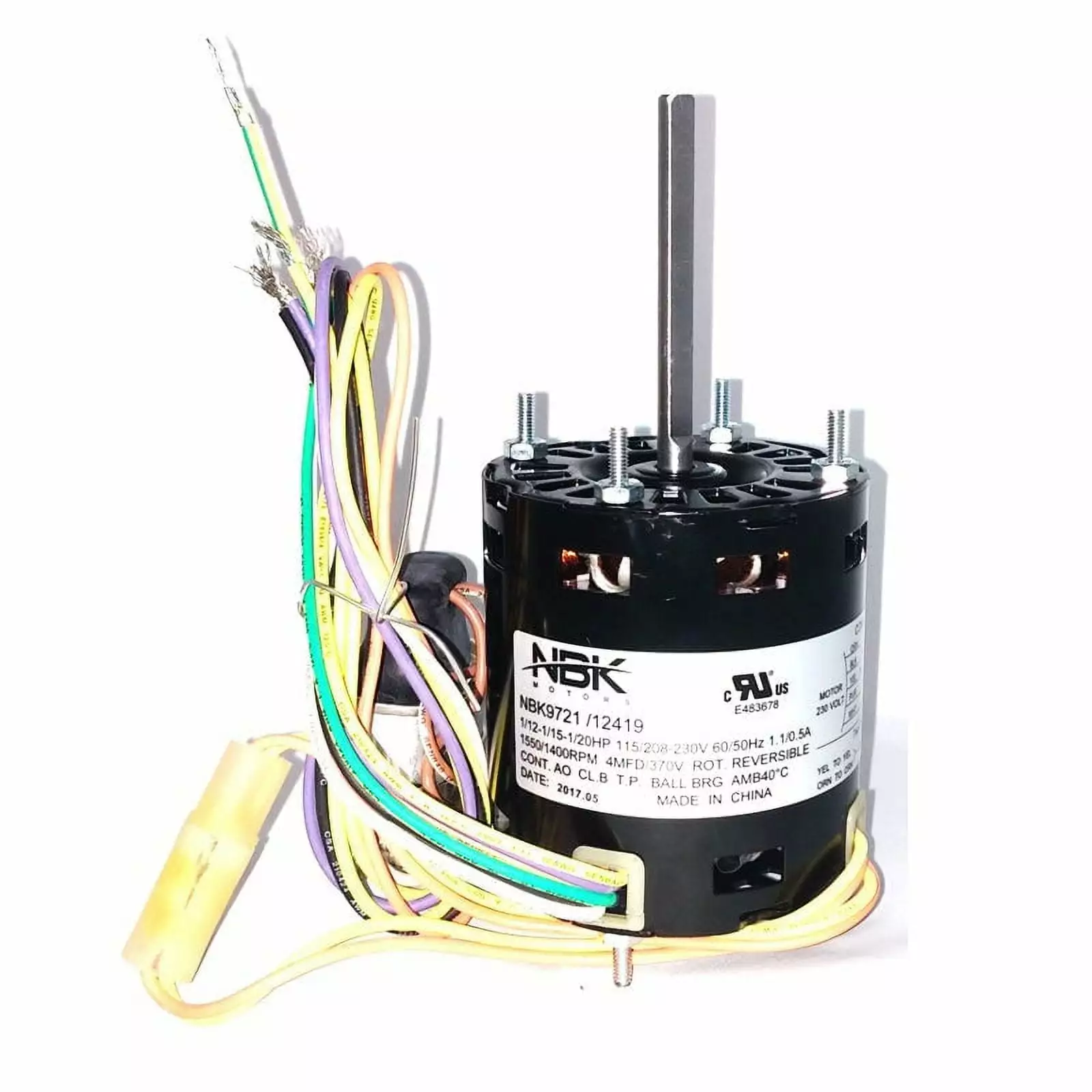 9721 REFRIGERATION FAN MOTOR 115/230V 1.0/.5 AMPS. RPM 1550/1400 - EXACT FIT FOR A. O. SMITH - REPLACEMENT PART BY NBK