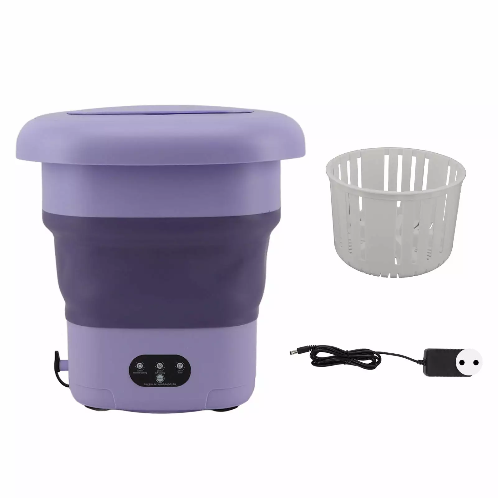 9L Folding Washing Machine Mini Portable Washing Machine Underwear Bucket Washer for Household Dormitory 100?240V Purple EU Plug