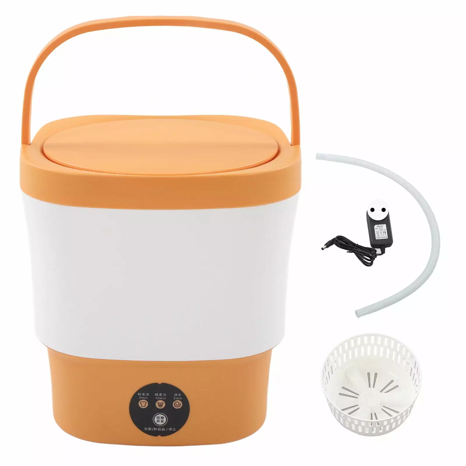 9L Portable Washing Machine Blue Light Multifunctional Mini Washing Machine for Dorm Travel 100?240V EU Plug Orange