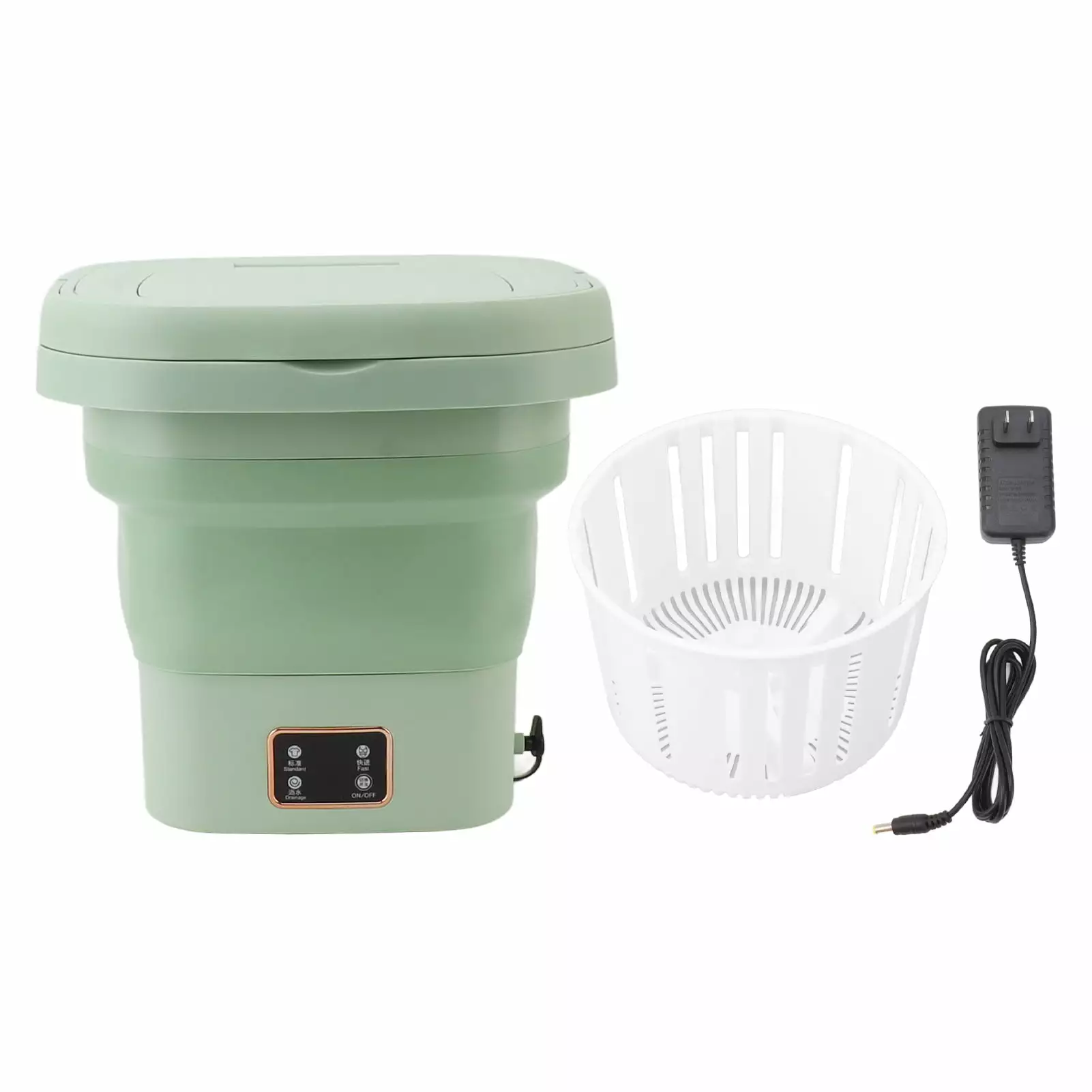 9L Small Portable Foldable Washing Machine - Baby Underwear Small Automatic Washer for Dormitory Hotel - US Plug Green