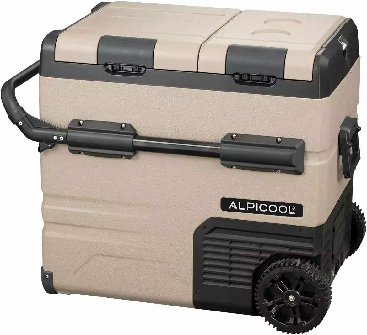 Alpicool TAW55 Portable Refrigerator 58 Quart(55 Liter) Dual Temperature Control Fridge Mini Freezer for Travel.Camping.Fishing. Outdoor -12/24V DC