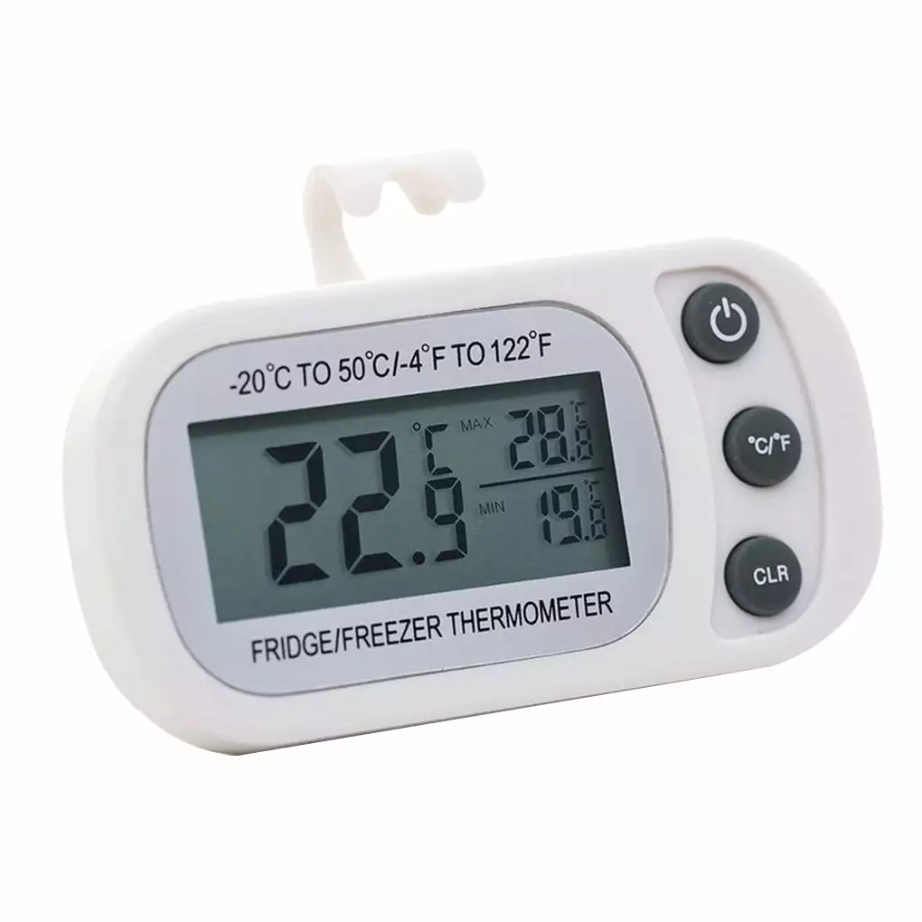 Tssuoun Digital Portable LCD Screen Display Button Control IPX4 Waterproof Refrigerator Temperature Meter Gauge White