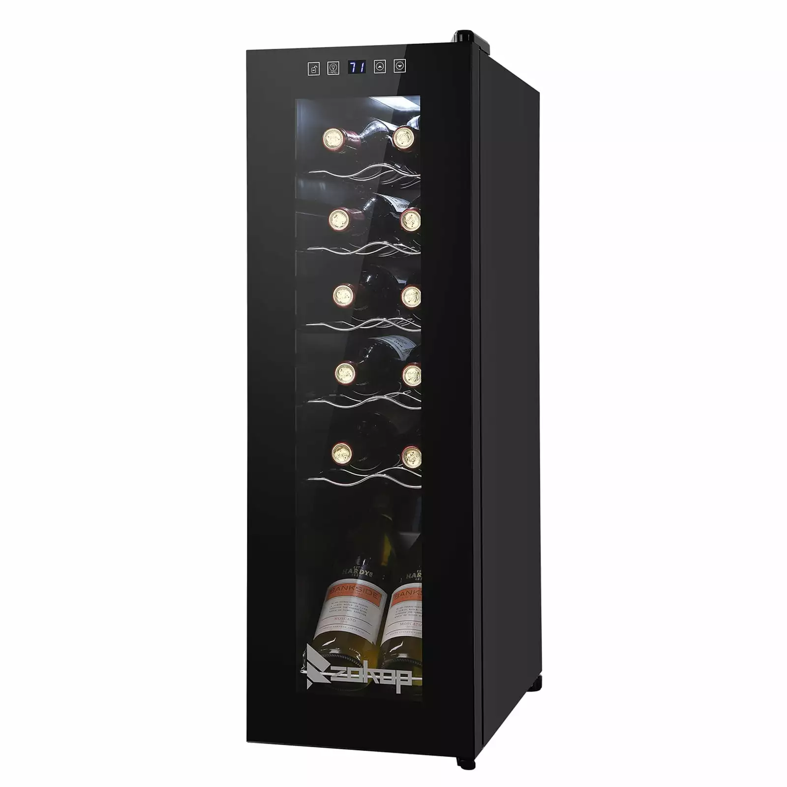 UWR-Nite 12 Bottle Wine Fridge. Freestanding Compressor Wine Cooler Refrigerator. Beverage Wine Chiller with Digital Temperature Control & Double-layer Glass Door