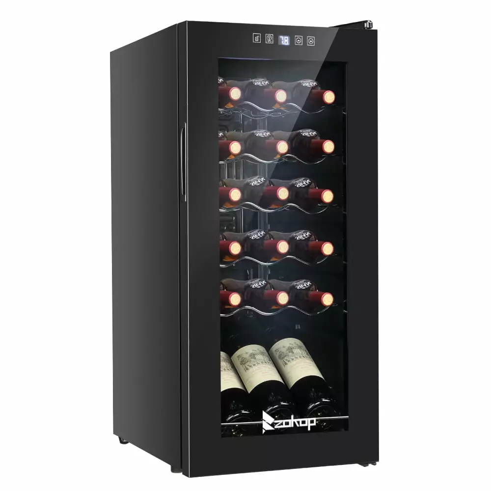 Baytocare 18-Bottle Compressor Wine Cooler Refrigerator Freestanding Compact Mini Wine Fridge. Black