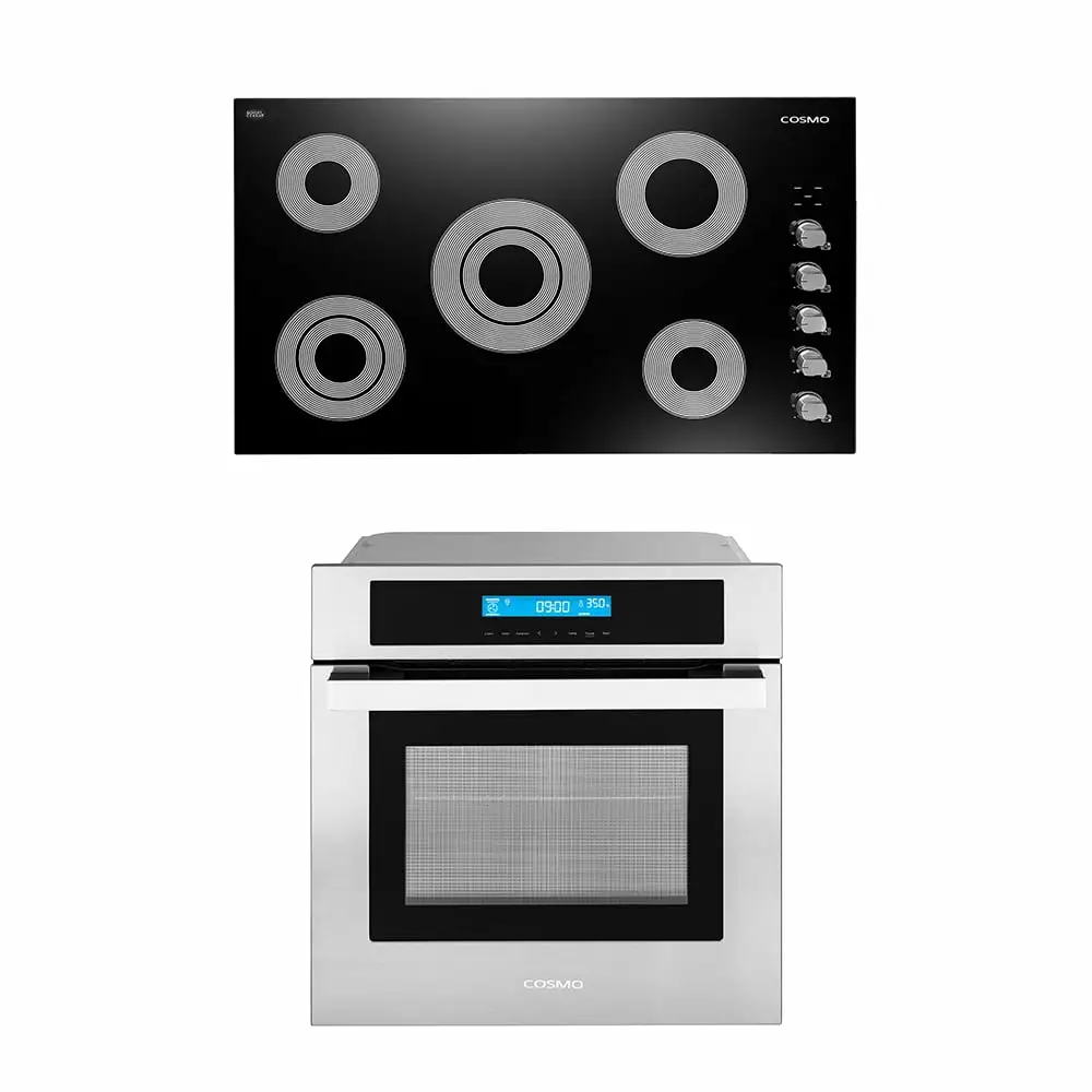 Cosmo 2 Piece Kitchen Appliance Packages with 36 Electric Cooktop & 24 Electric Wall Oven Kitchen Appliance Bundles