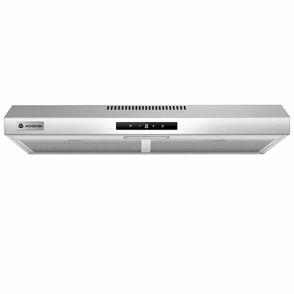 AAOBOSI Push Button 30 inch Under Cabinet Range Hood with 3 Speed Exhaust Fan. 2 LED Light & 3-Speed Exhaust Fan Kitchen Stove Vent