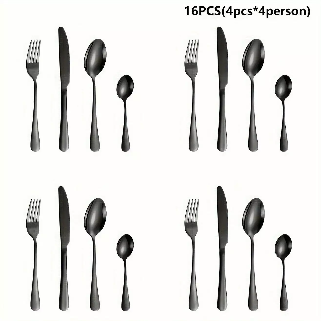 ACMDL 16/20/24/30pcs Stainless Steel Tableware Black Silverware Set Including Knife/fork/spoon Service For 4/6 People Mirror Polishing Safe Dishwasher Cleaning Kitchen Supplies Val