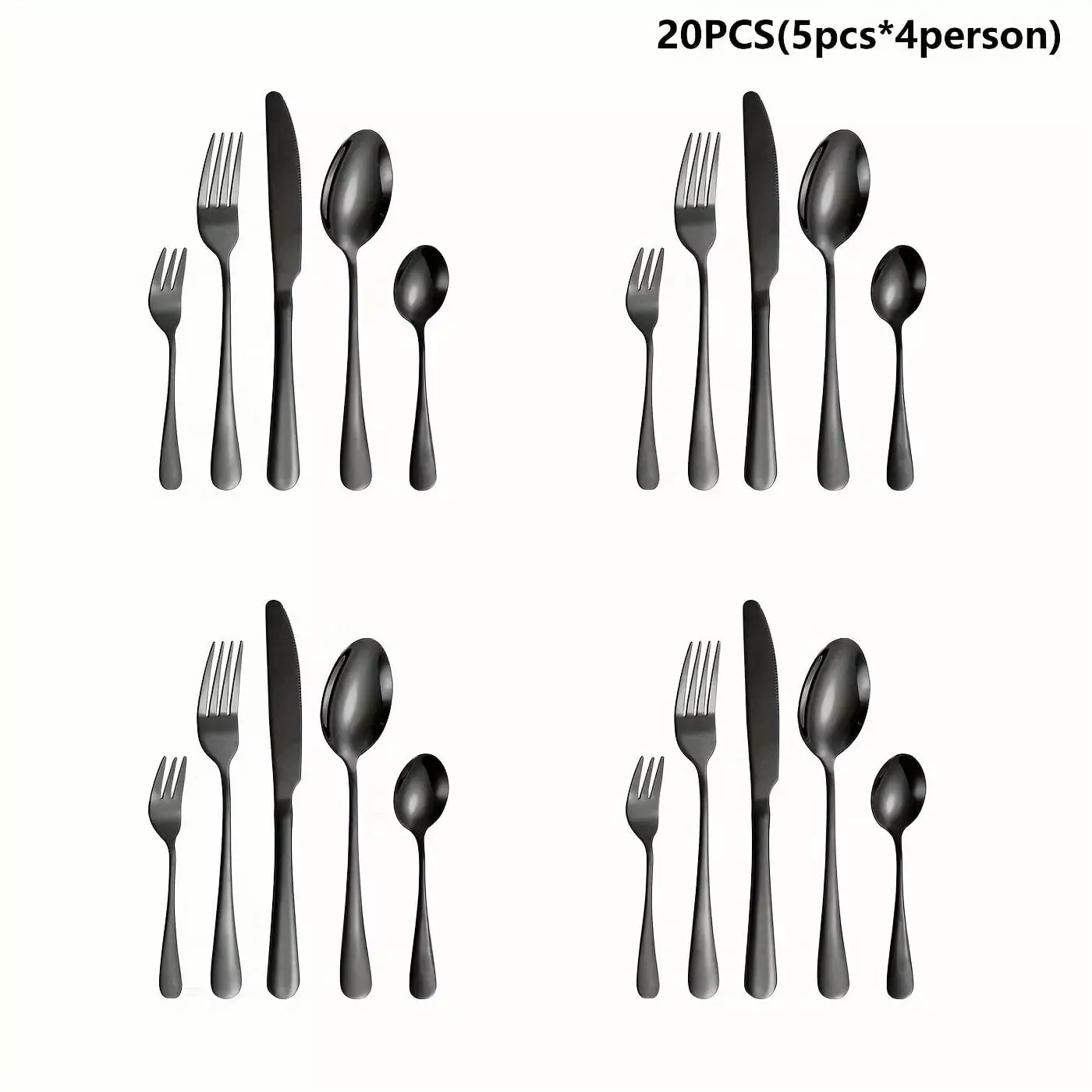 ACMDL 16/20/24/30pcs Stainless Steel Tableware Black Silverware Set Including Knife/fork/spoon Service For 4/6 People Mirror Polishing Safe Dishwasher Cleaning Kitchen Supplies Val