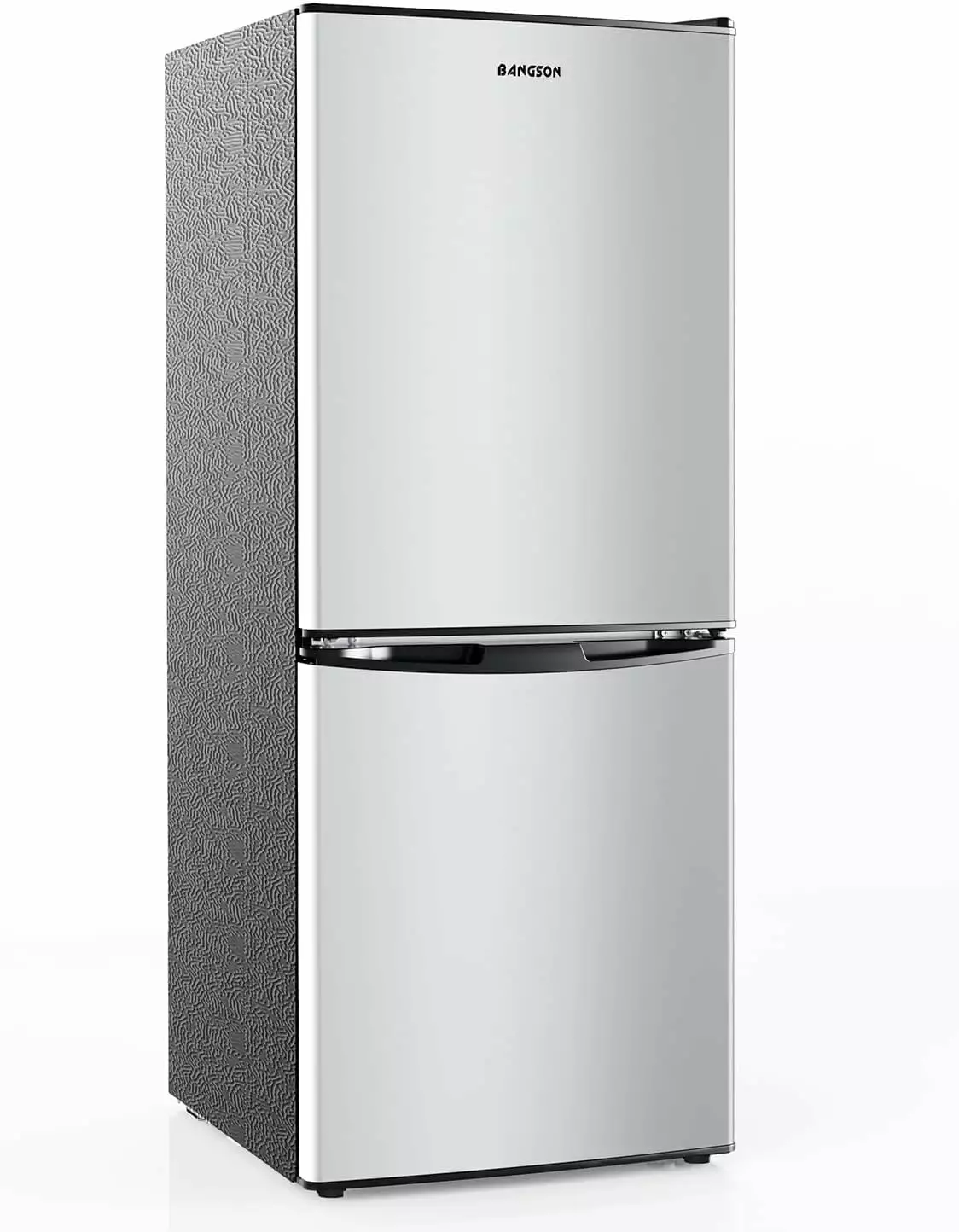 AUCHI Small Refrigerator with Freezer. 4.0 Cu.Ft. Small Fridge with Freezer. 2 Door. Compact Refrigerator with Bottom Freezer for Apartment Bedroom Dorm and Office. Silver