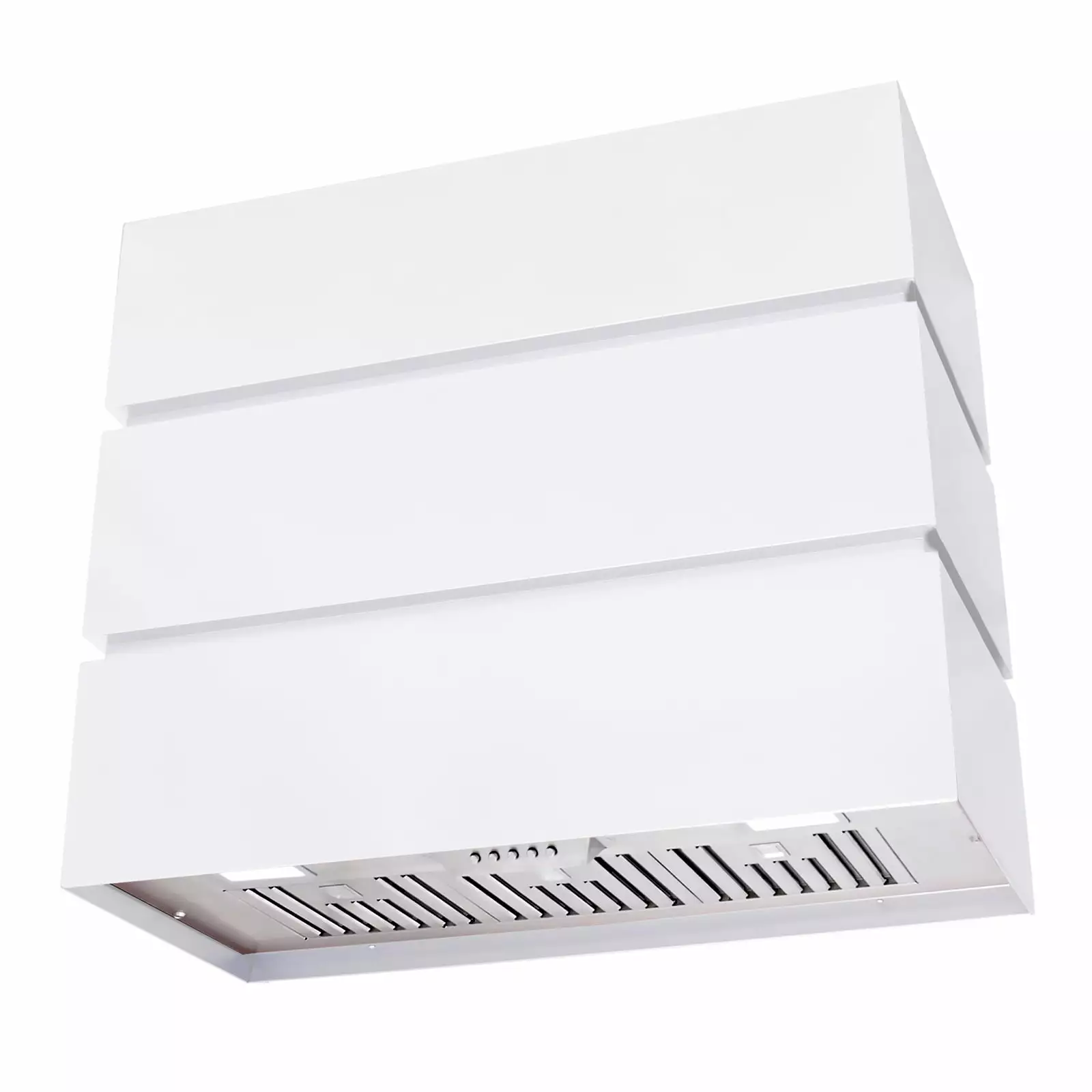 Akicon 36 Stainless Steel Range Hood. Modern Box Kitchen Hood with Powerful Vent Motor. Wall Mount. 36W * 30H*14D. Signal White