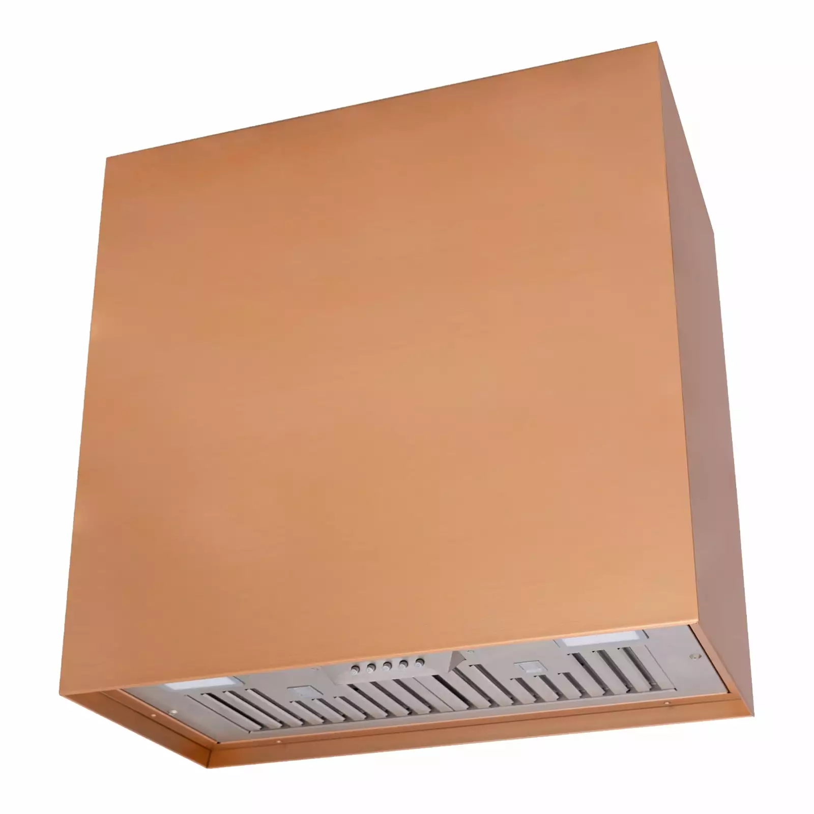 Akicon Stainless Steel Range Hood. Modern Box Kitchen Hood with Powerful Vent Motor. Wall Mount. 30W*30H*14D. Copper