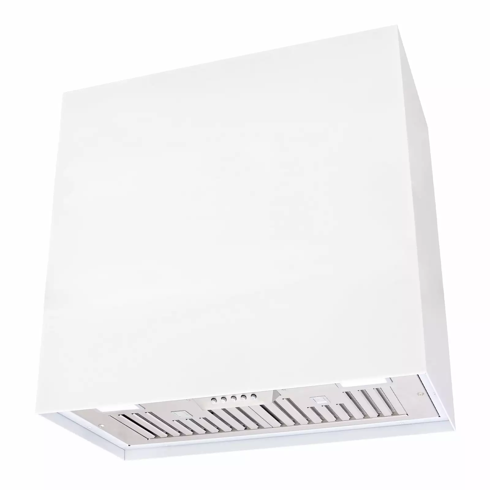 Akicon Stainless Steel Range Hood. Modern Box Kitchen Hood with Powerful Vent Motor. Wall Mount. 30W*30H*14D. Signal White