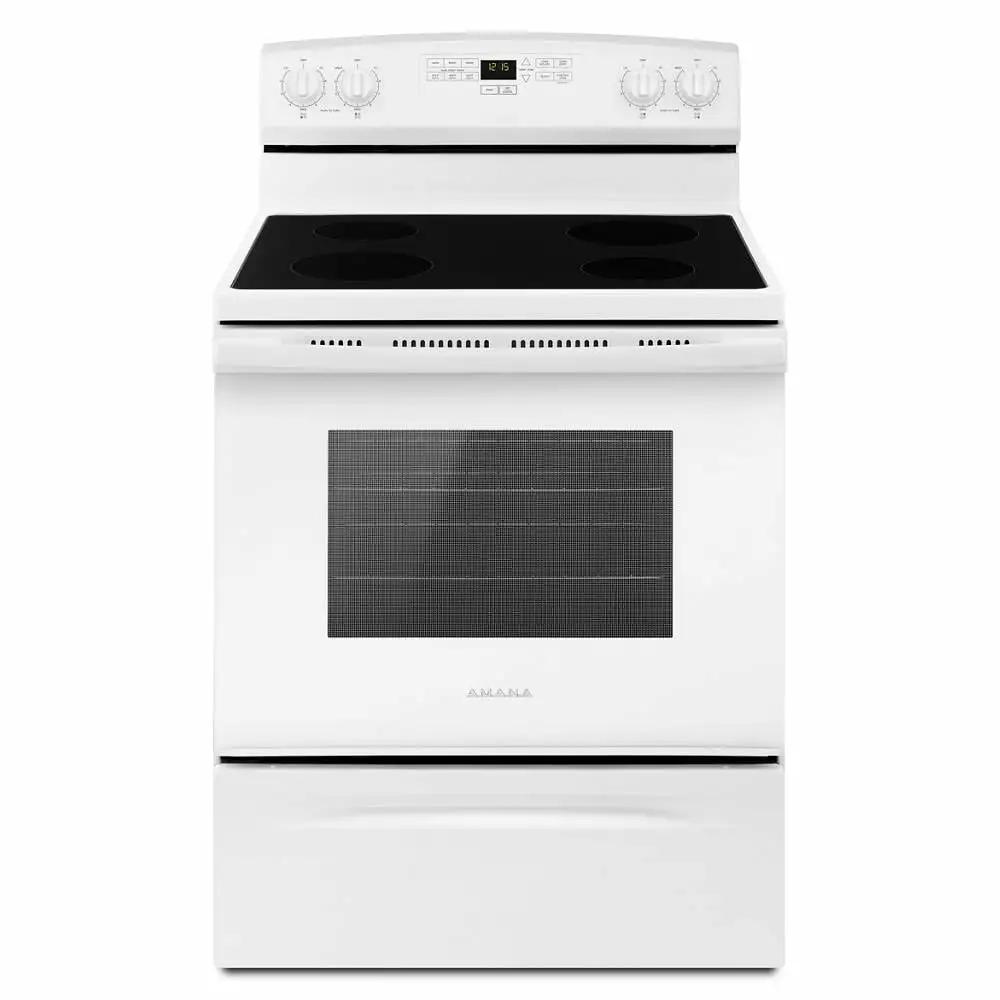 Brand New Amana? AER6303MFW - Freestanding 30 Electric Range - White - with Extra Large Oven Window 46 H x 27 D x 29 W