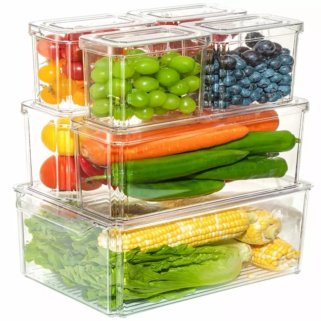 Annvchi Refrigerator Organiser of 7 Set Refrigerator Bins - High-Quality. Easy to Clean. Stackable