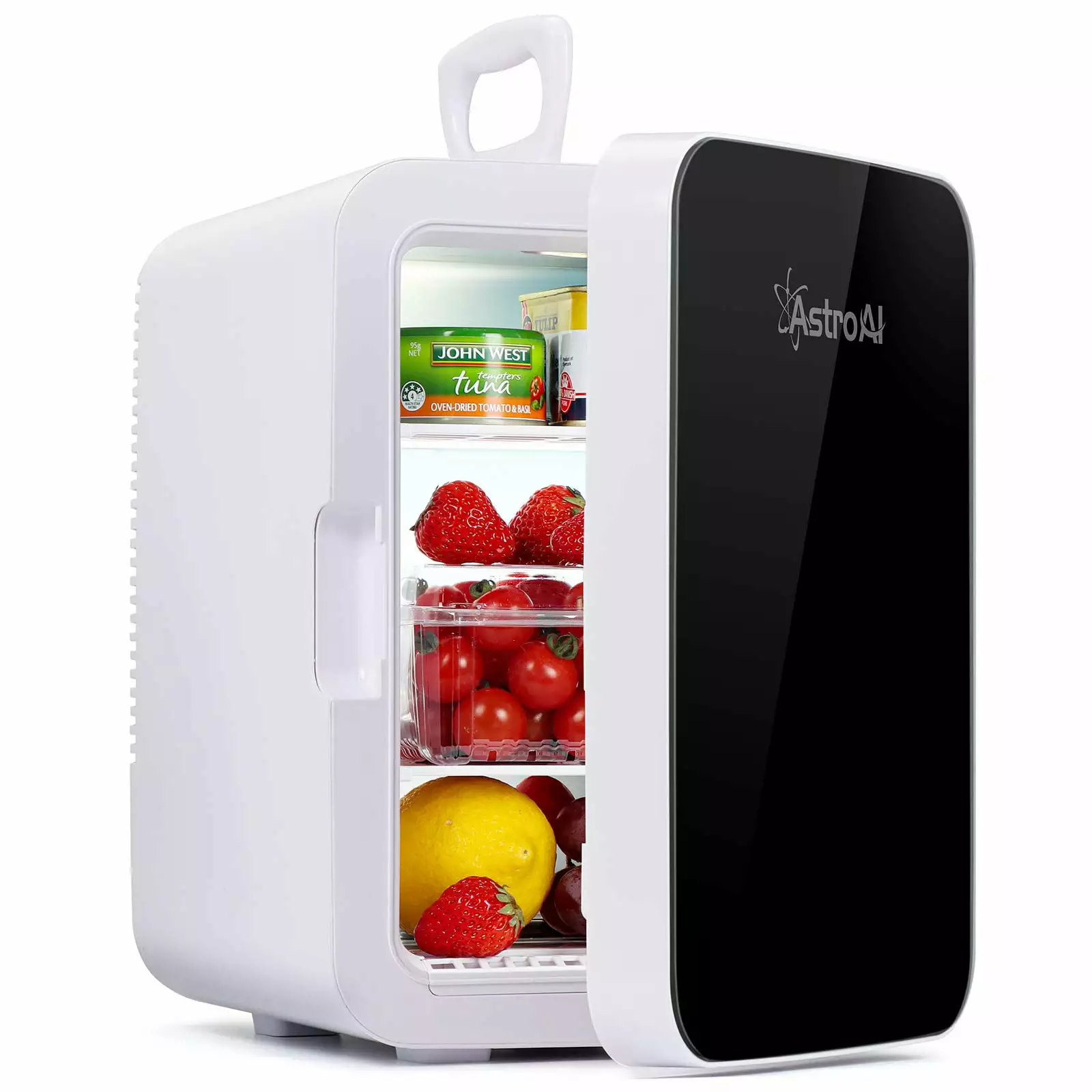 AstroAI Mini Fridge 10 Liter/15 Can. Compact Skincare Refrigerator. AC for Home. Dorm. DC 12V Car. Black for Gift