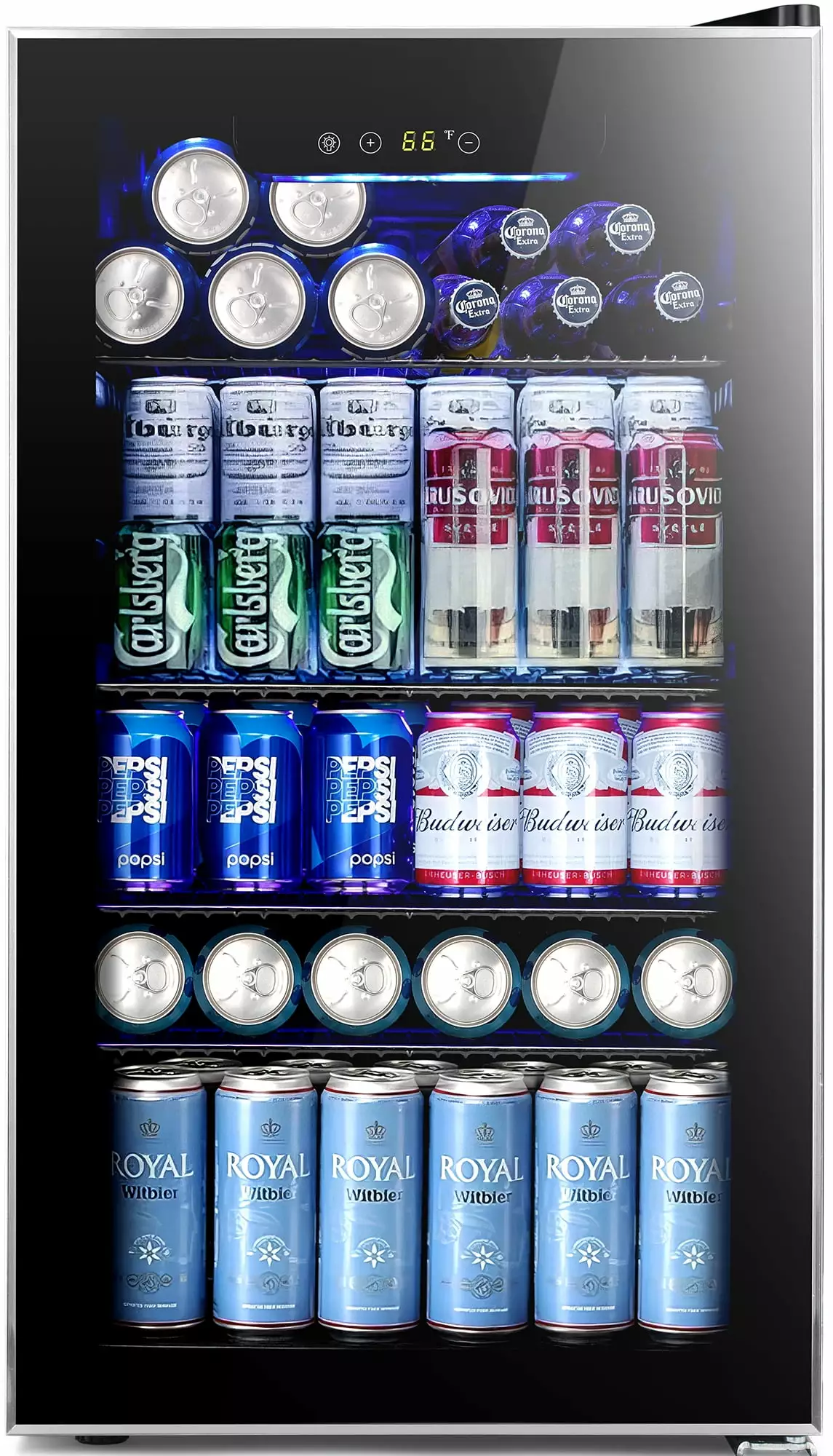 Auseo 3.2 Cu.ft Beverage Refrigerator Cooler -120 Can Mini Fridge Glass Door for Soda Beer or Wine Constant Glass Door for Home/ Office/ Bar