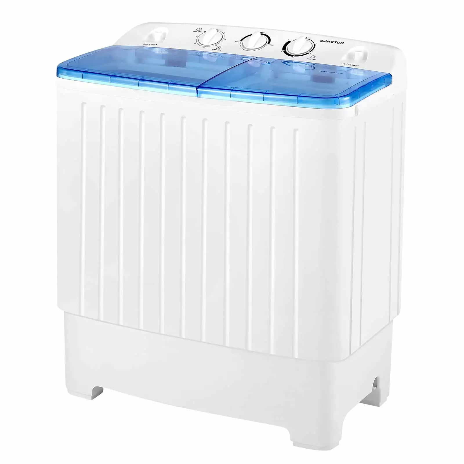 BANGSON Portable Washing Machine. Mini Twin Tub Washer and Dryer Combo with 17.6 lbs Large Capacity. Portable Washer White & Blue