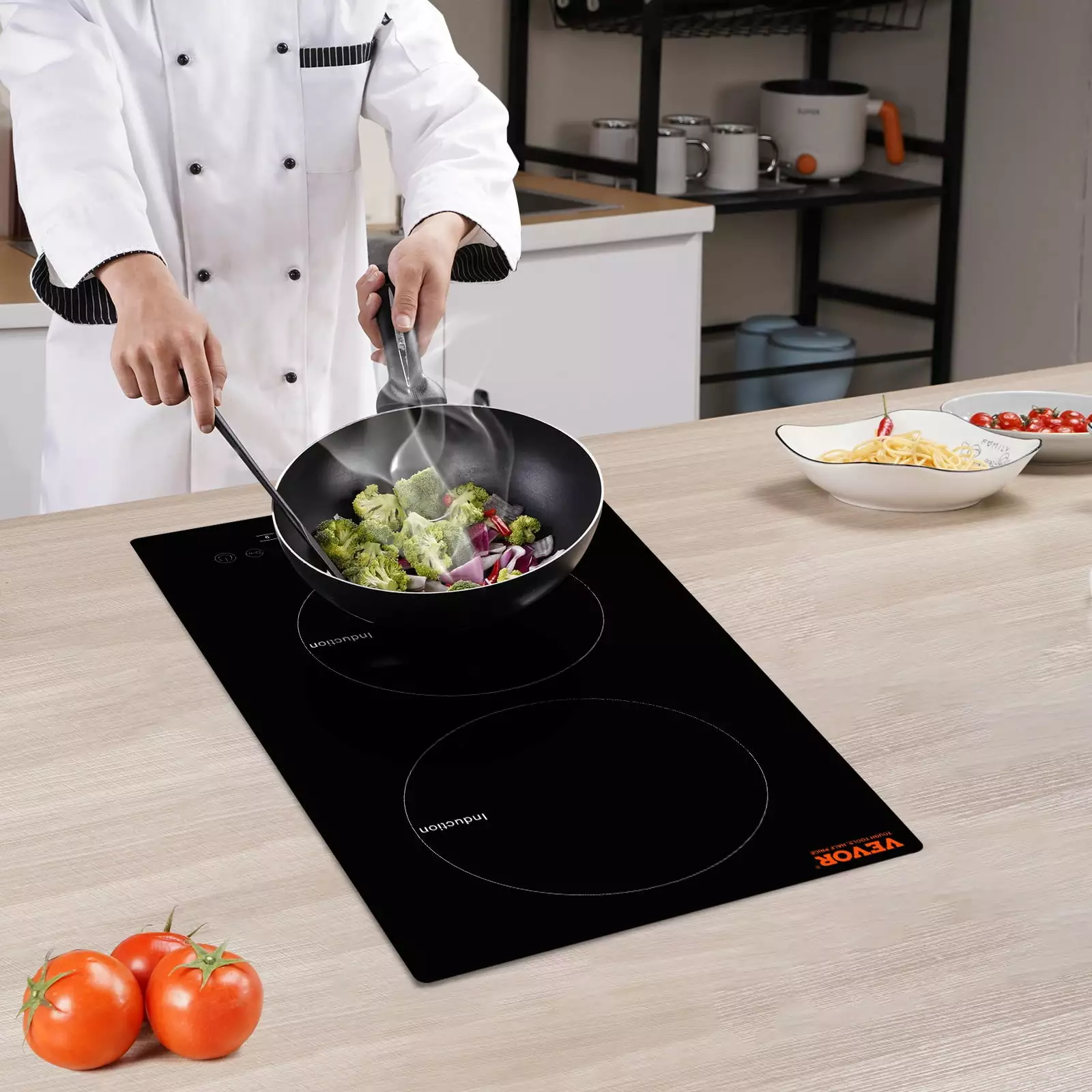 BENTISM 12 inch Electric Cooktop 2 Burners 1800W Stove Top Touch Control