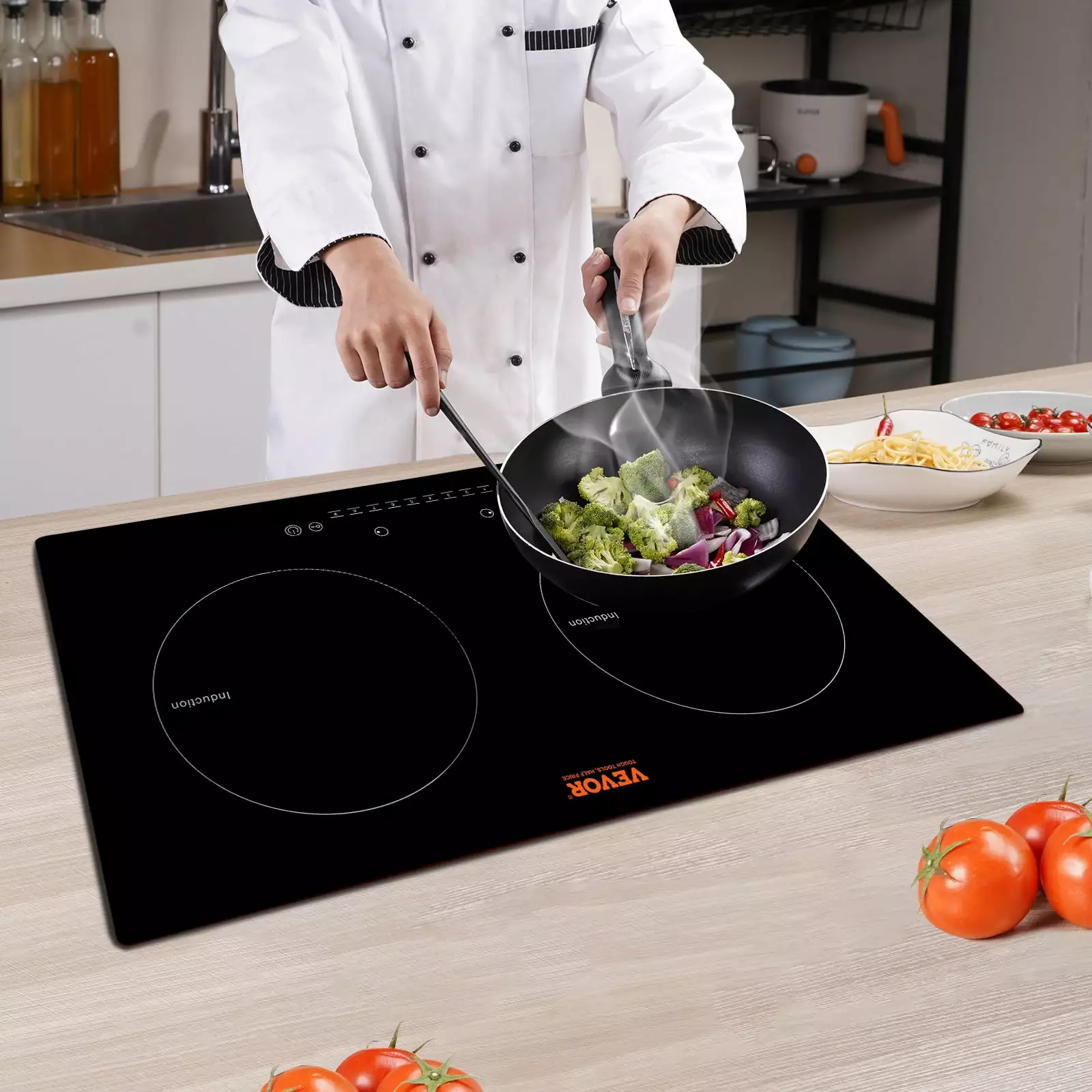 BENTISM 24 inch Electric Cooktop 2 Burners Ceramic Glass Stove Top Touch Control