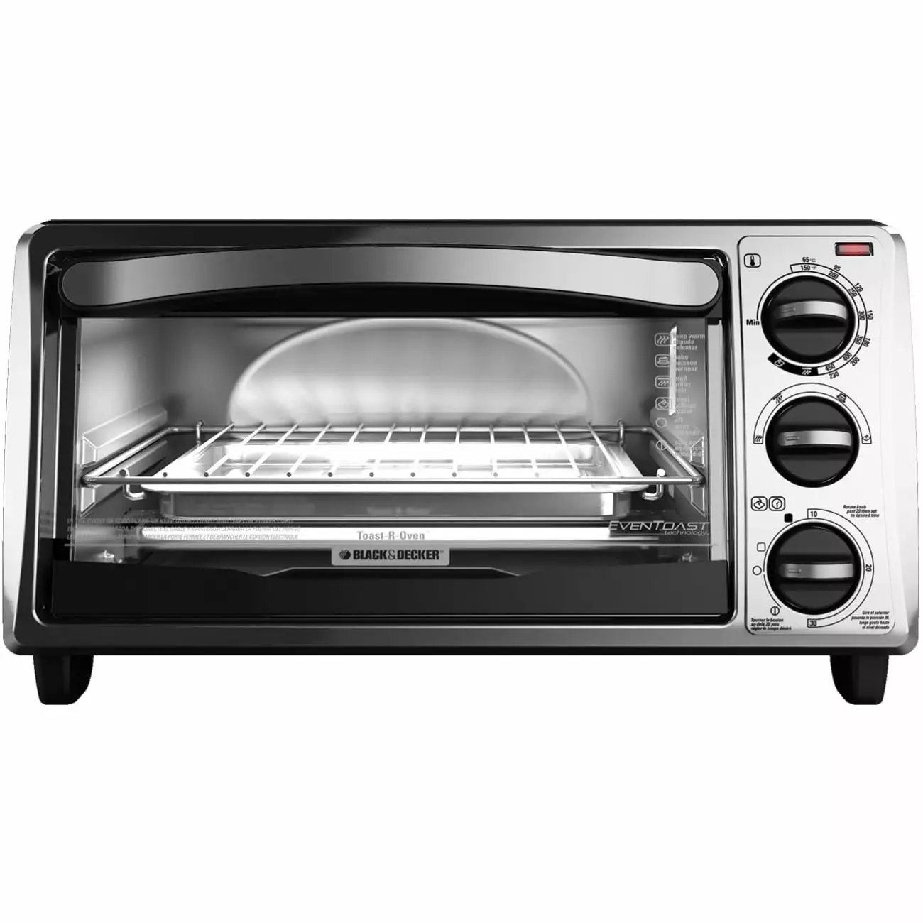 BLACK+DECKER 4-Slice Convection Oven. Stainless Steel. Curved Interior fits a 9 inch Pizza. TO1313SBD