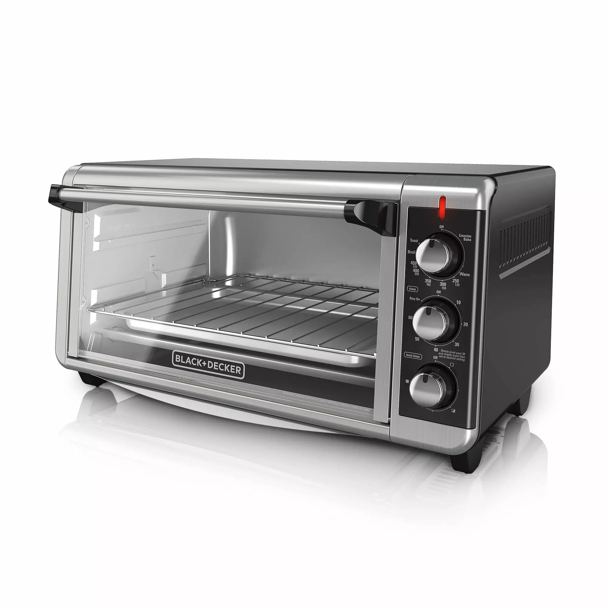 BLACK+DECKER 8-Slice Extra-Wide Stainless Steel/Black Convection Countertop Toaster Oven. Stainless Steel. TO3250XSB